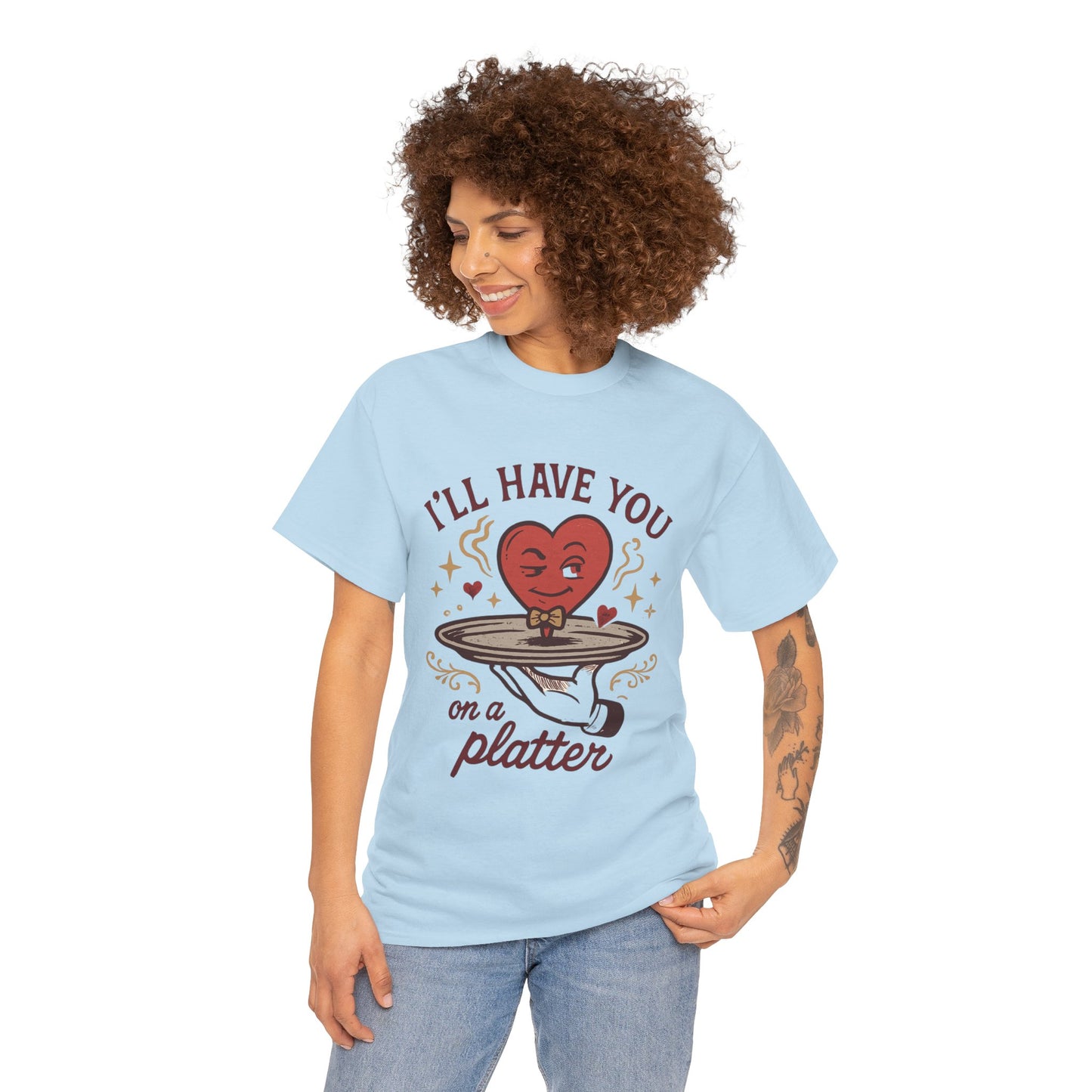 Valentine Heart on a Platter T-Shirt — I'll Have You on a Platter Cute Romantic Tee