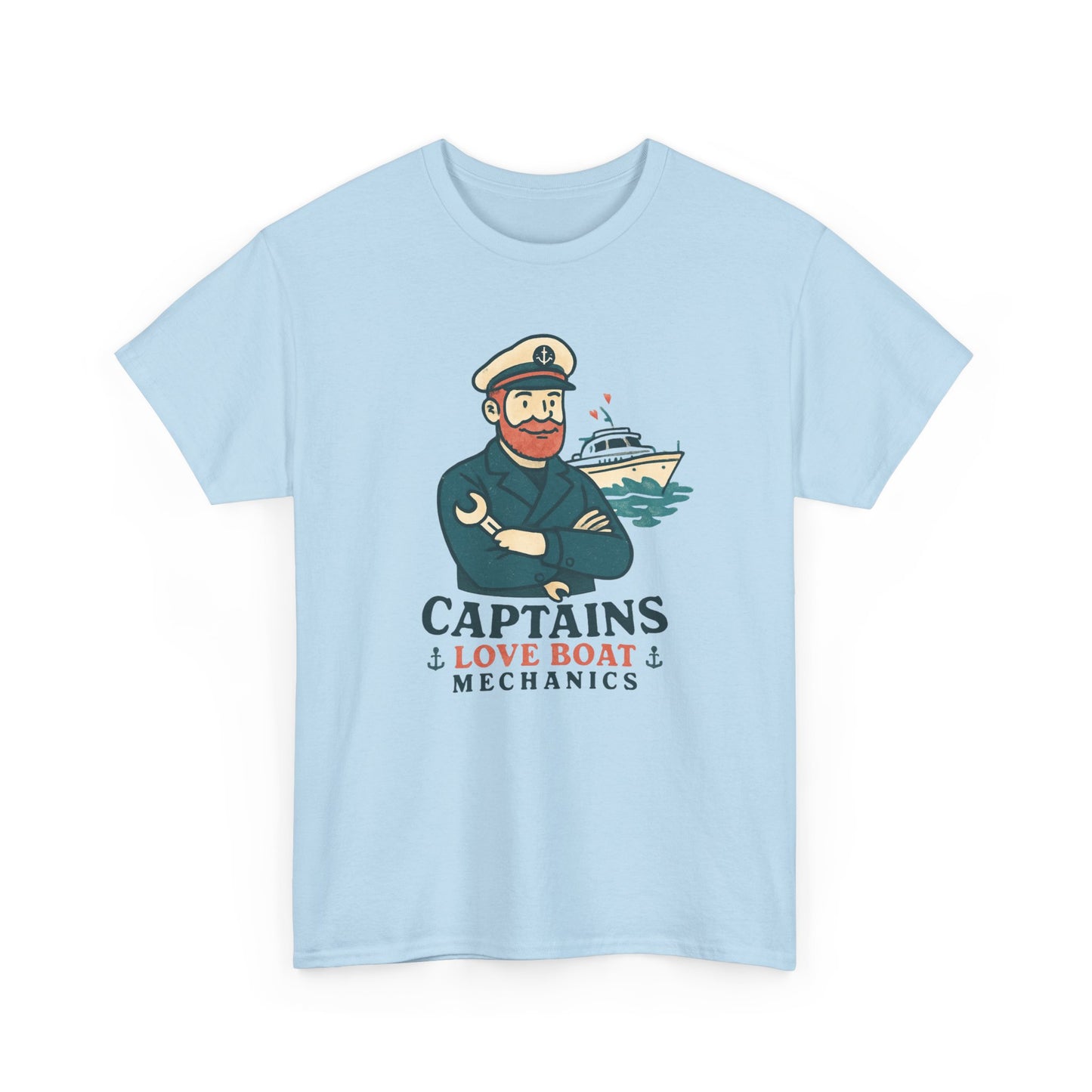 Captain Mechanics T‑Shirt — "Captains Love Boat Mechanics" Nautical Crew Tee