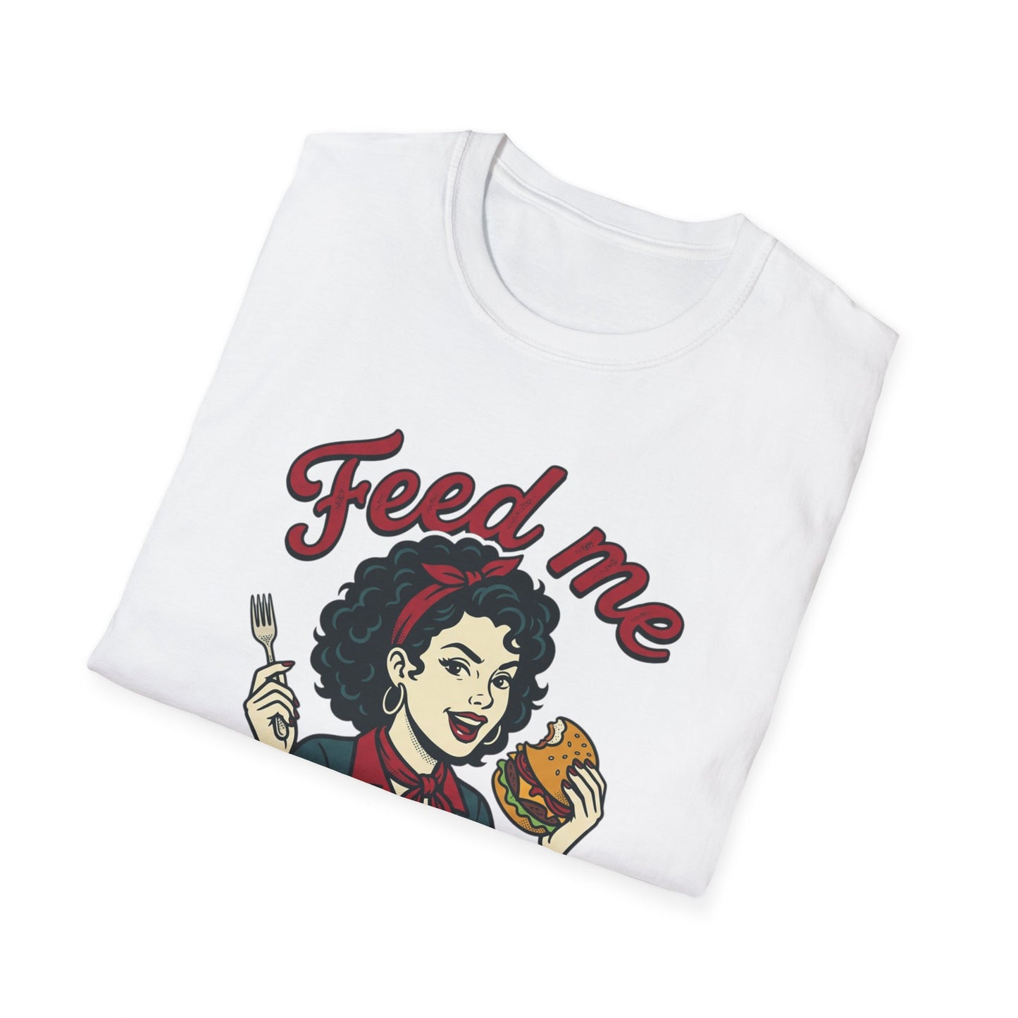 Feed Me Eat Me T-Shirt — Retro Pinup Burger Graphic Tee Printify