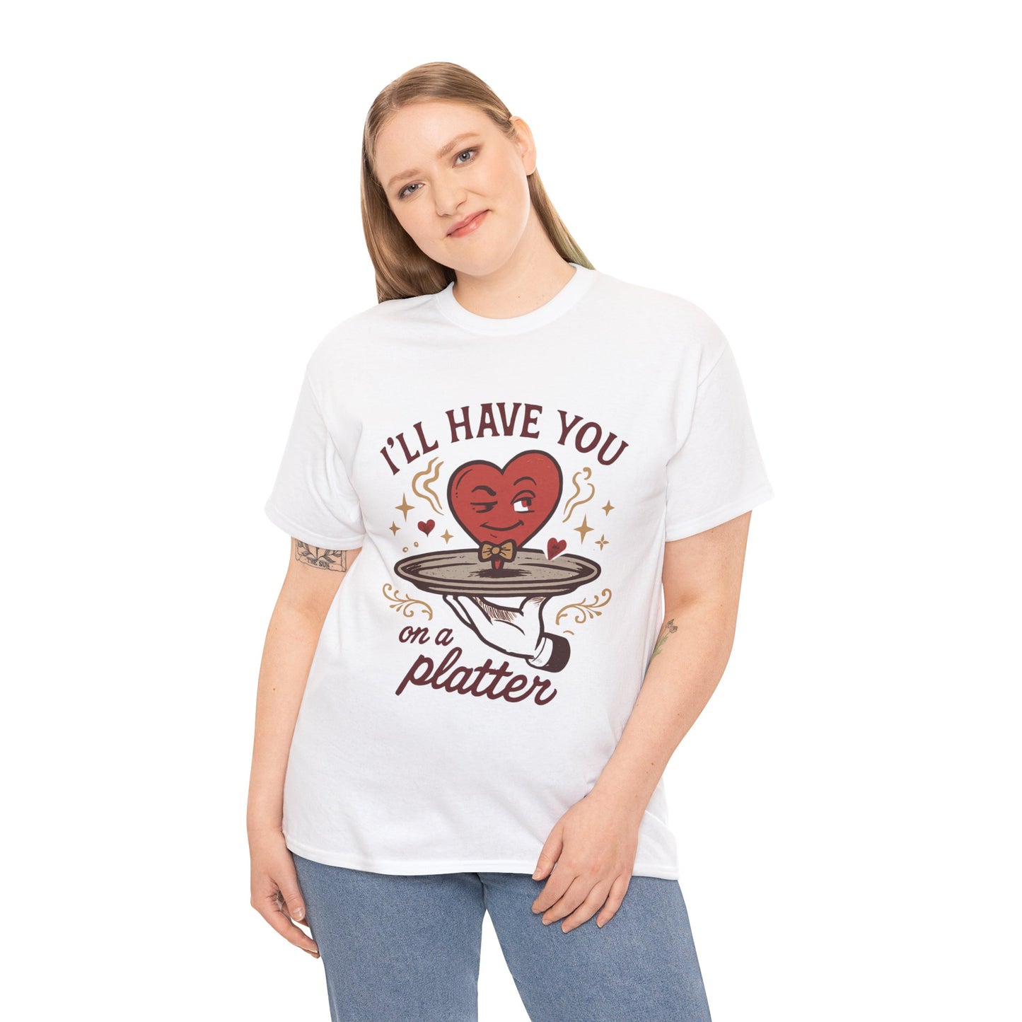 Valentine Heart on a Platter T-Shirt — I'll Have You on a Platter Cute Romantic Tee