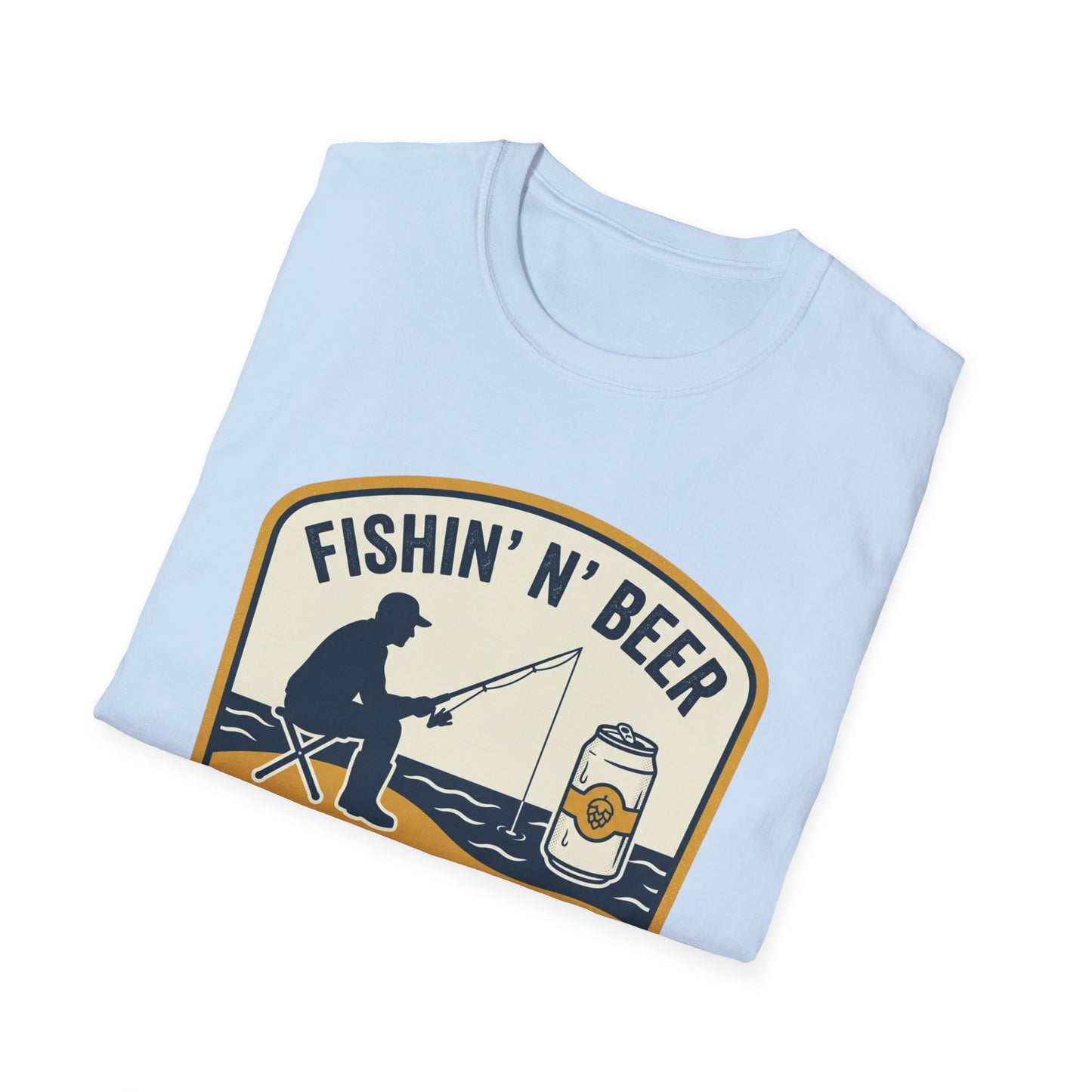 Fishing N' Beer T-Shirt — "Fishin' N' Beer That's Why I'm Here" Fishing Graphic Shirt