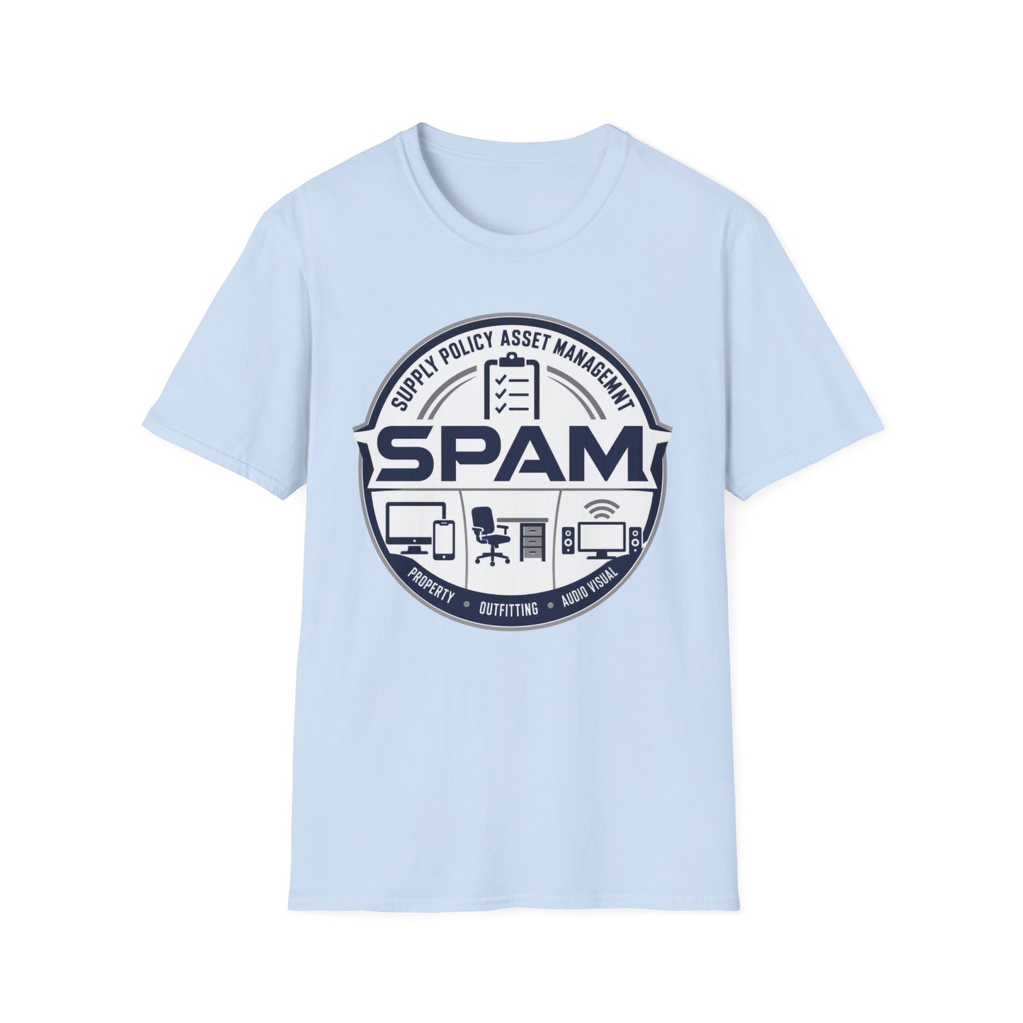 SPAM Supply Policy Asset Management T-Shirt — Logistics/ IT / Admin Graphic Tee