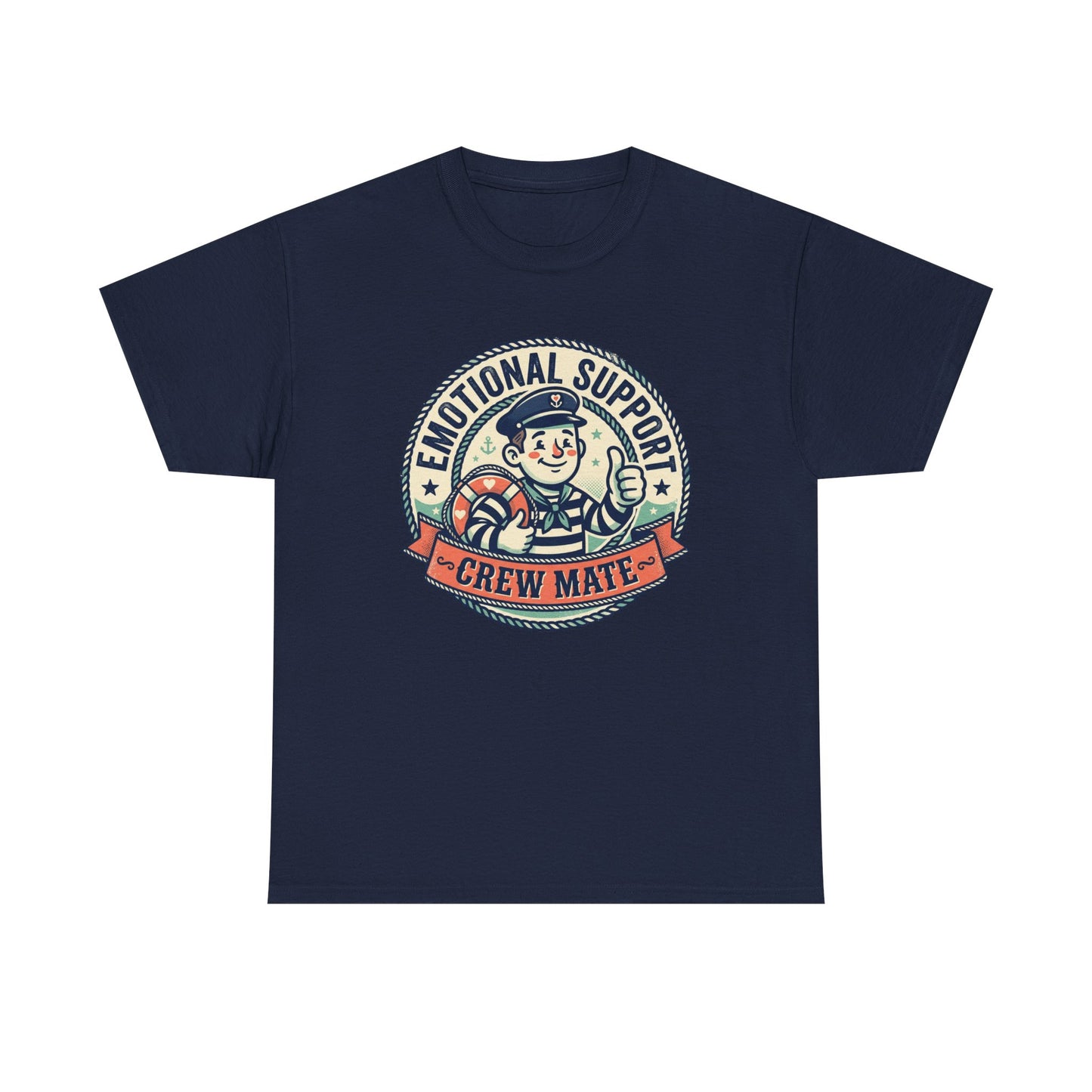 Emotional Support Crew Mate T‑Shirt — Retro Nautical Crewmate Tee Printify