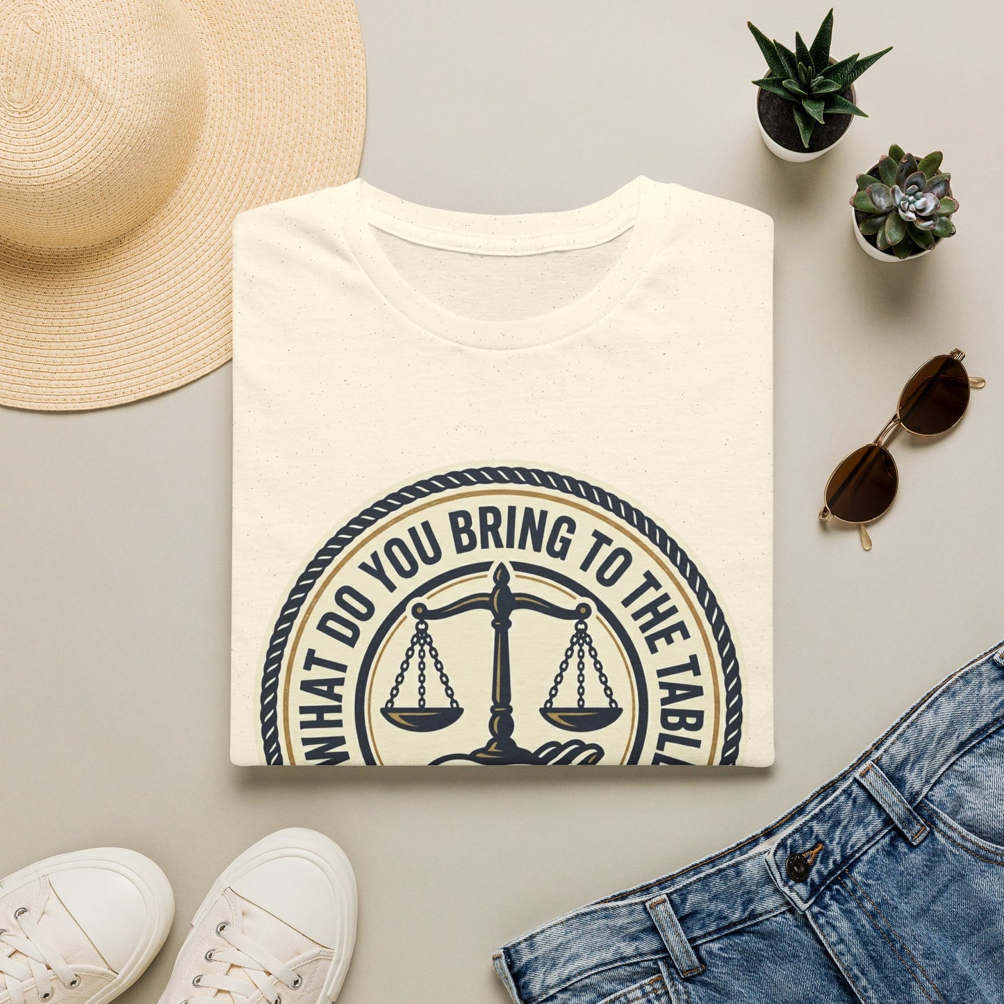 “What Do You Bring to the Table?” Legal Support & Balance T-Shirt-Scales of Justice Tee