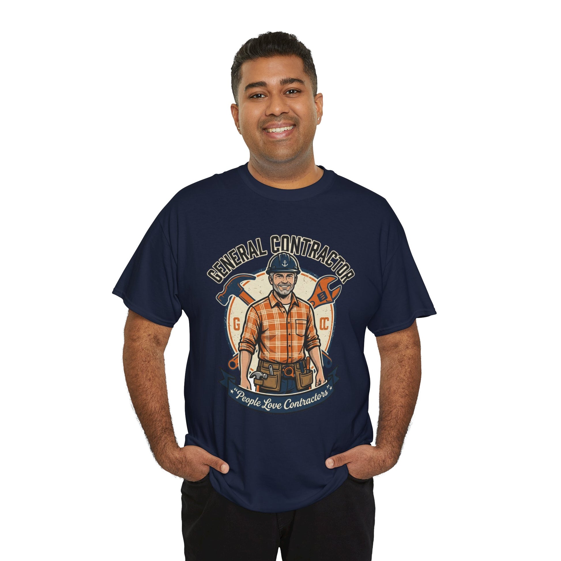 General Contractor T-Shirt — Vintage Construction Worker Logo Tee Printify