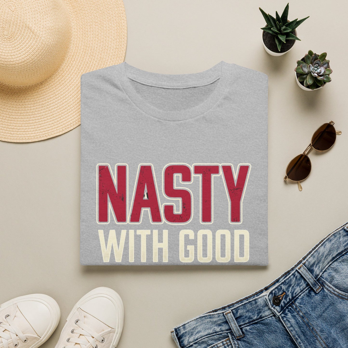 "NASTY With Good Hands" Bold Lettering Graphic Tee