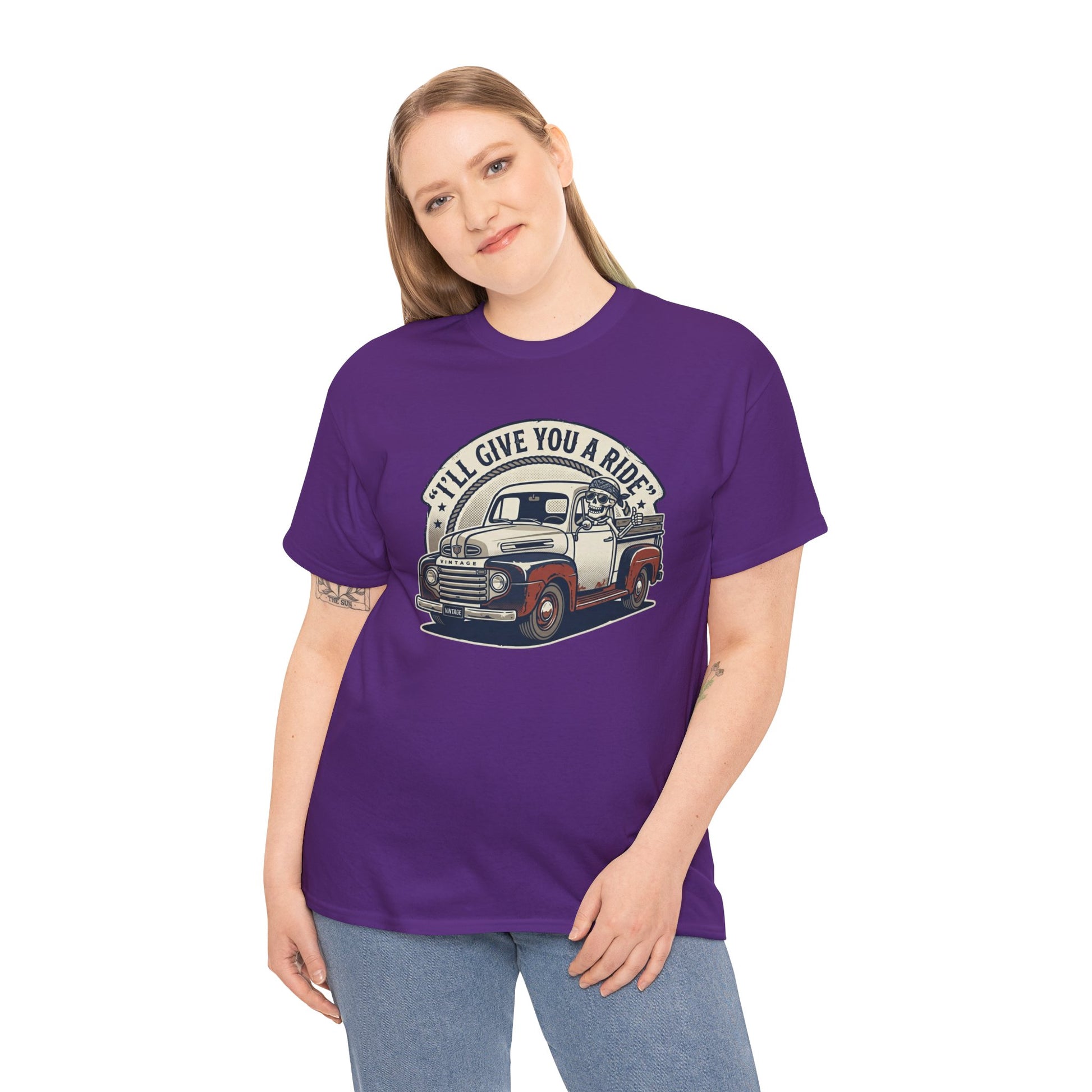 Vintage Pickup Truck T-Shirt — “I’ll Give You a Ride” Classic Retro Tee Printify