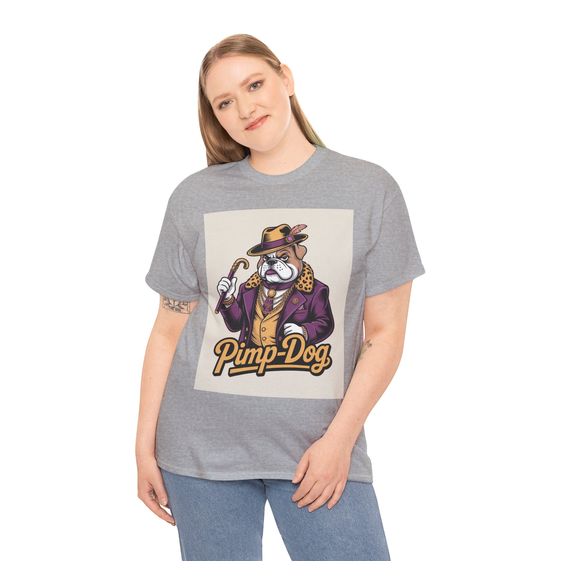 Pimp-Dog Graphic Tee — Retro Bulldog Character Shirt Printify