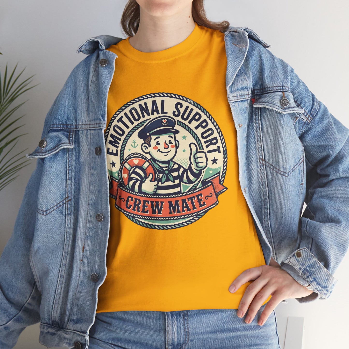 Emotional Support Crew Mate T‑Shirt — Retro Nautical Crewmate Tee Printify