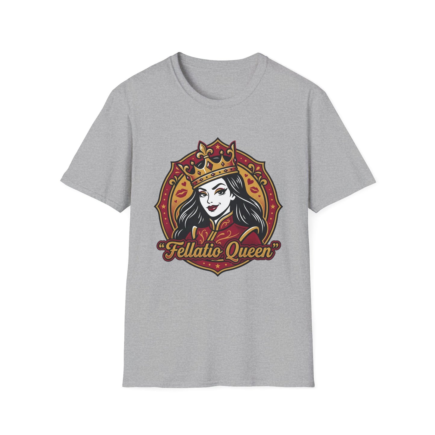 "Fellatio Queen" Retro Pinup Crown Graphic Tee Printify