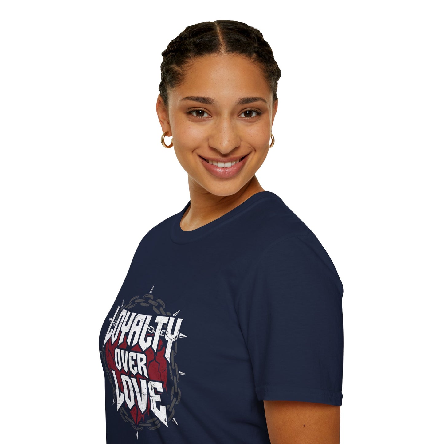 Loyalty Over Love T-Shirt — Edgy Heart & Chain Graphic Tee