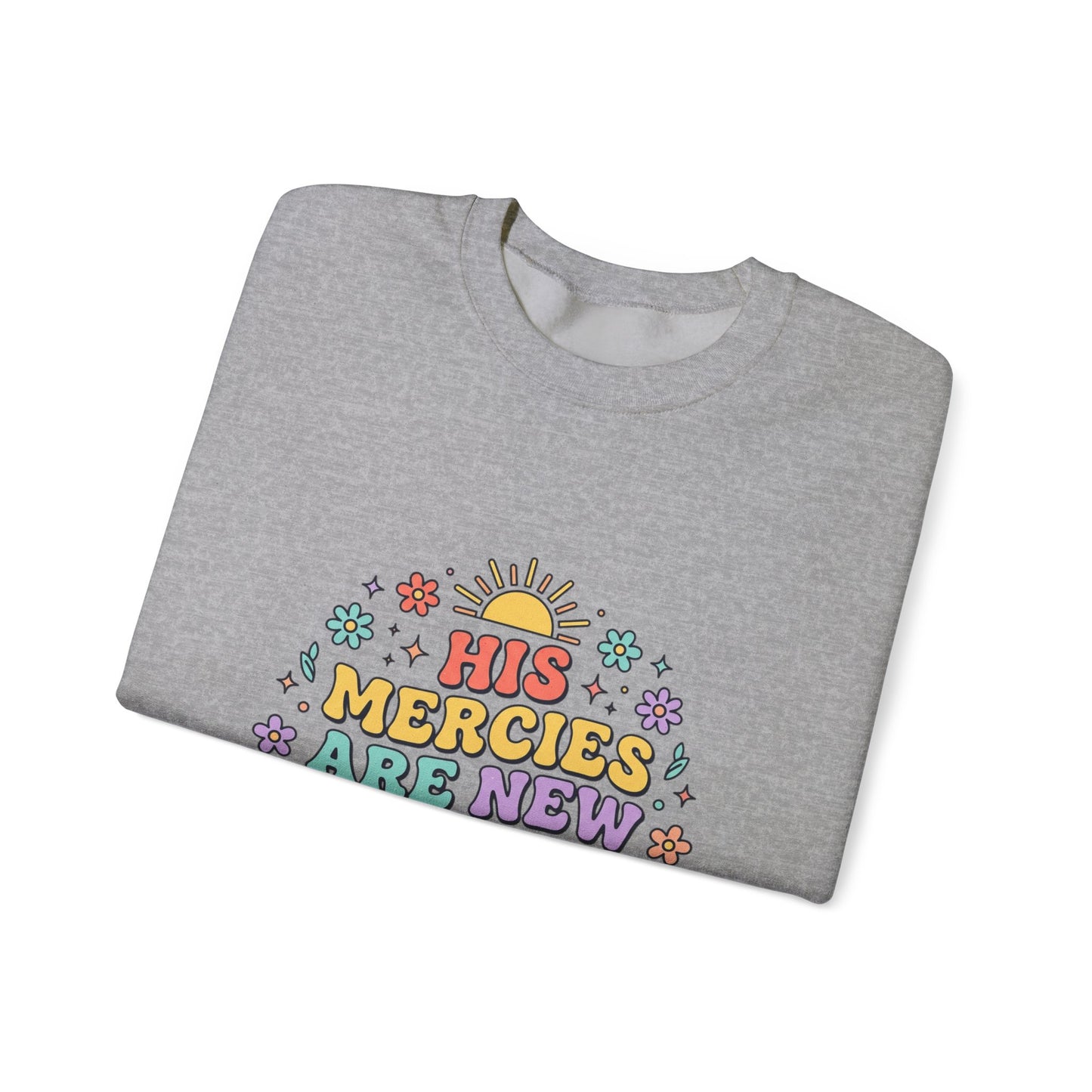 His Mercies Are New Every Morning Sweatshirt | Christian, Pastel Groovy Encouragement