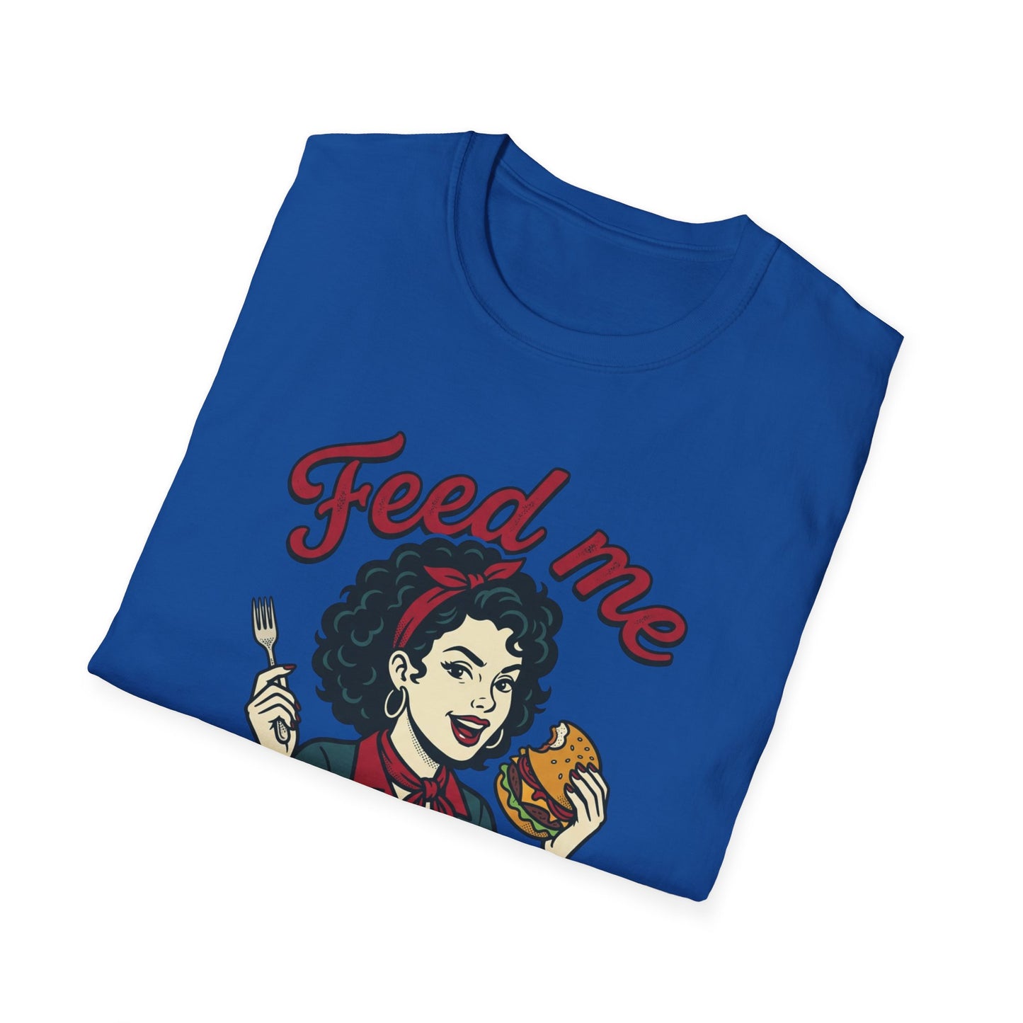 Feed Me Eat Me T-Shirt — Retro Pinup Burger Graphic Tee Printify