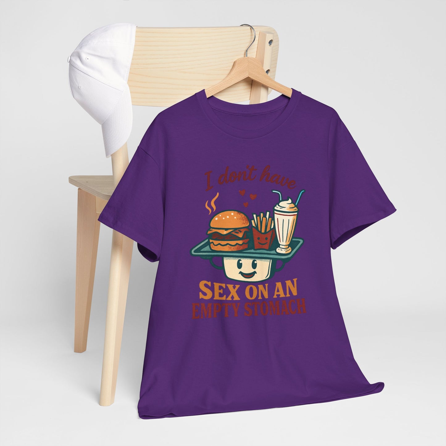 "I Don't Have Sex on an Empty Stomach" Burger & Milkshake Funny T-Shirt