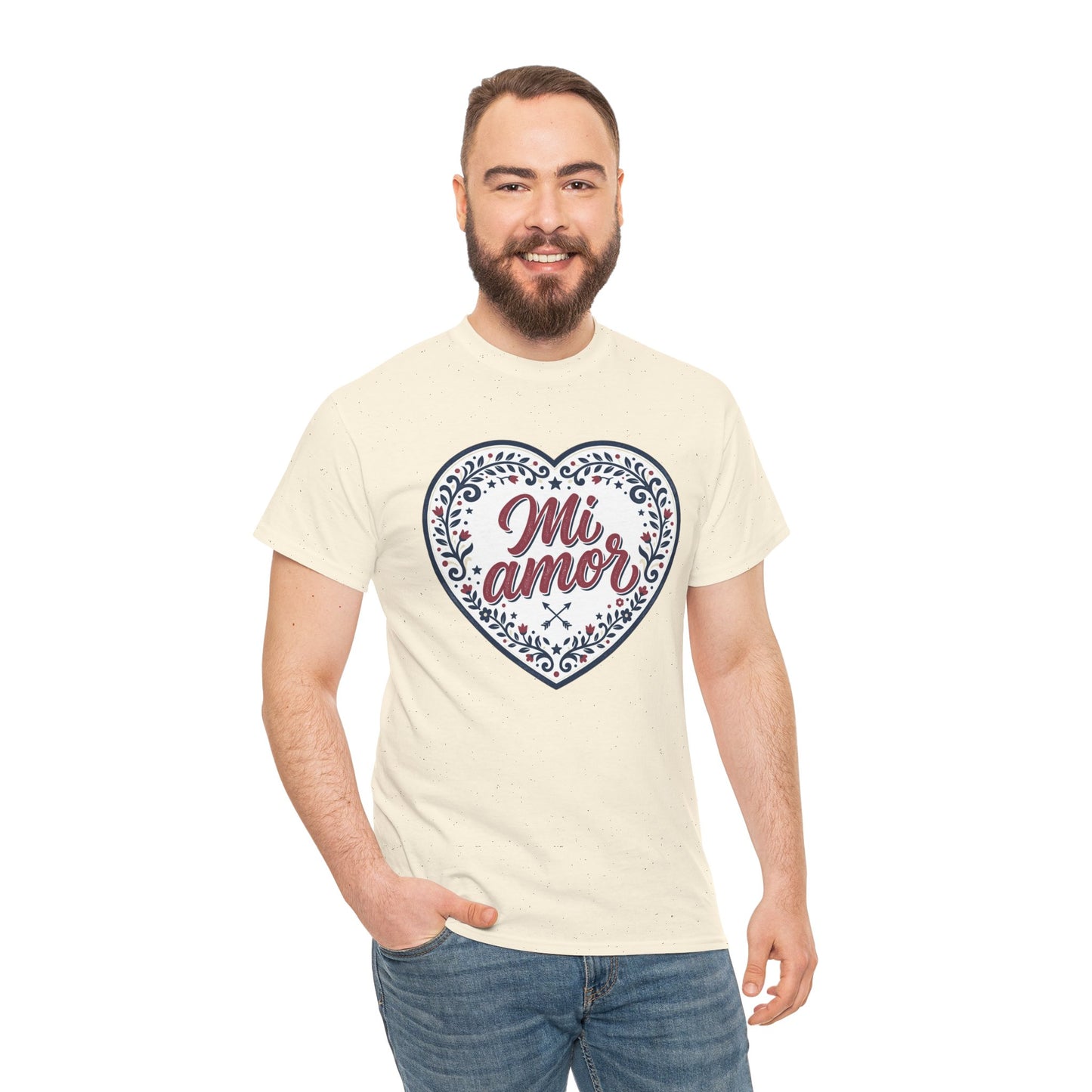 Mi Amor Heart T-Shirt — Romantic Floral Graphic Tee for Valentine’s Day