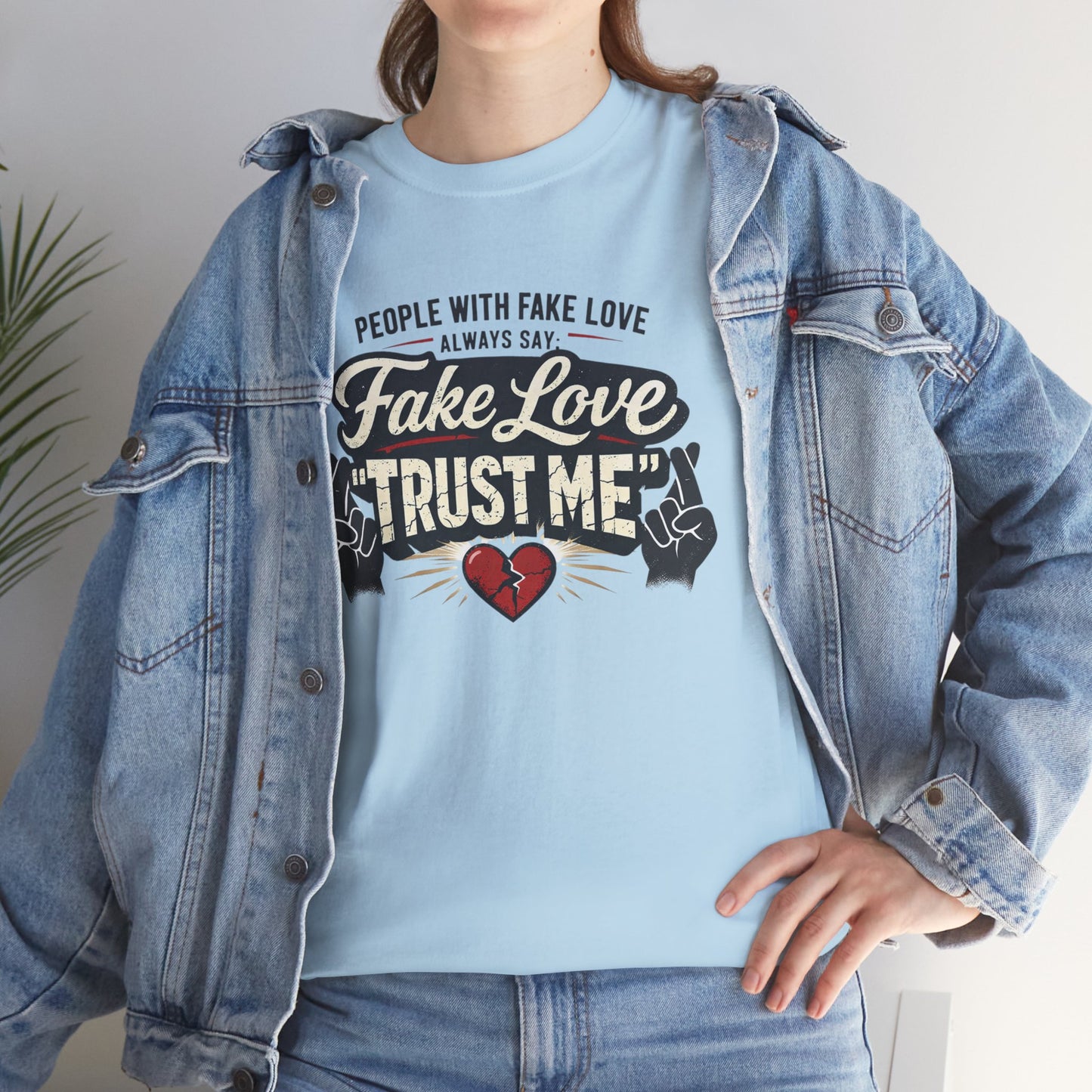 Fake Love Trust Me T-Shirt – Vintage Tattoo Heart Graphic Tee