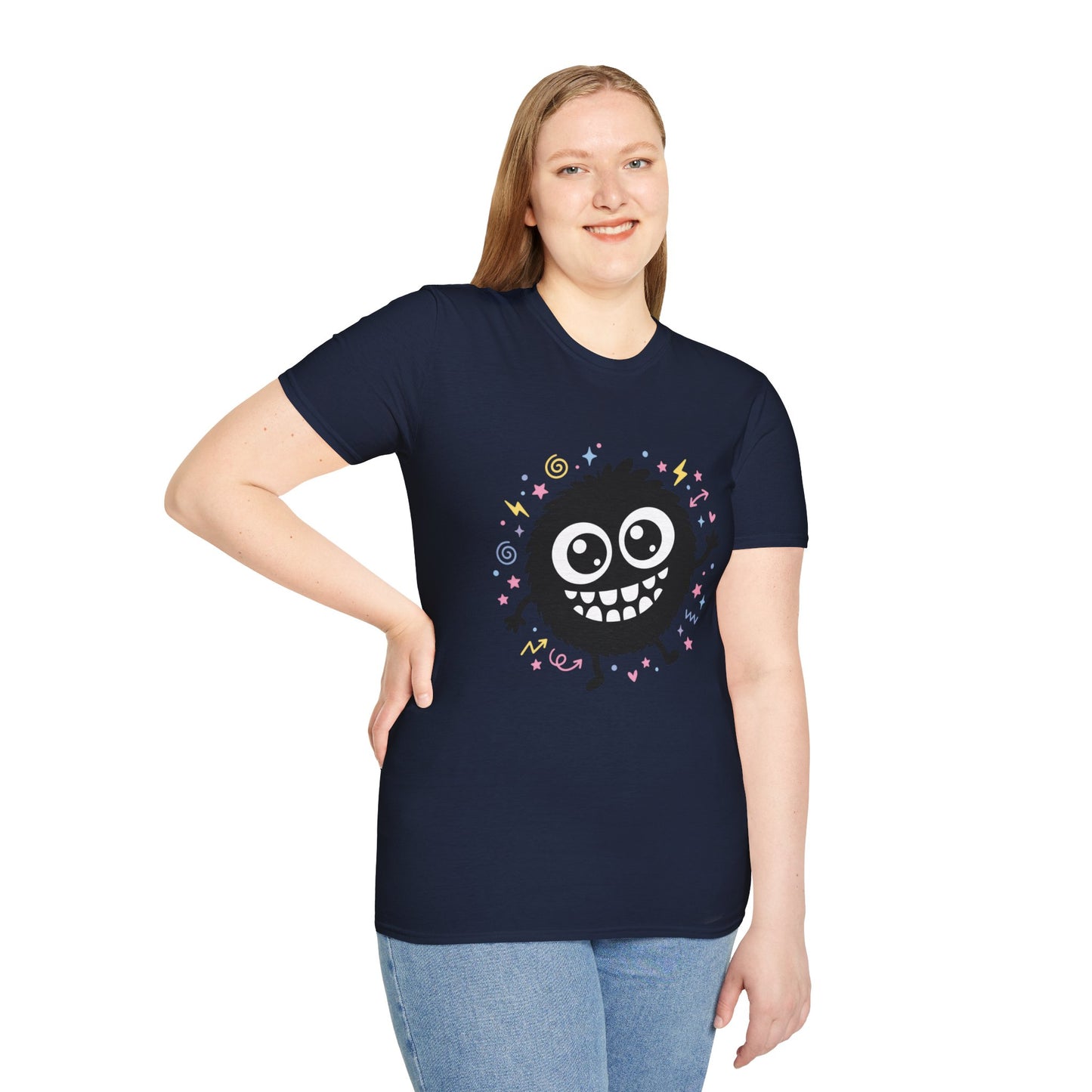Cute Fuzzy Monster T-Shirt — Playful Cartoon Graphic Tee for Kids & Adults