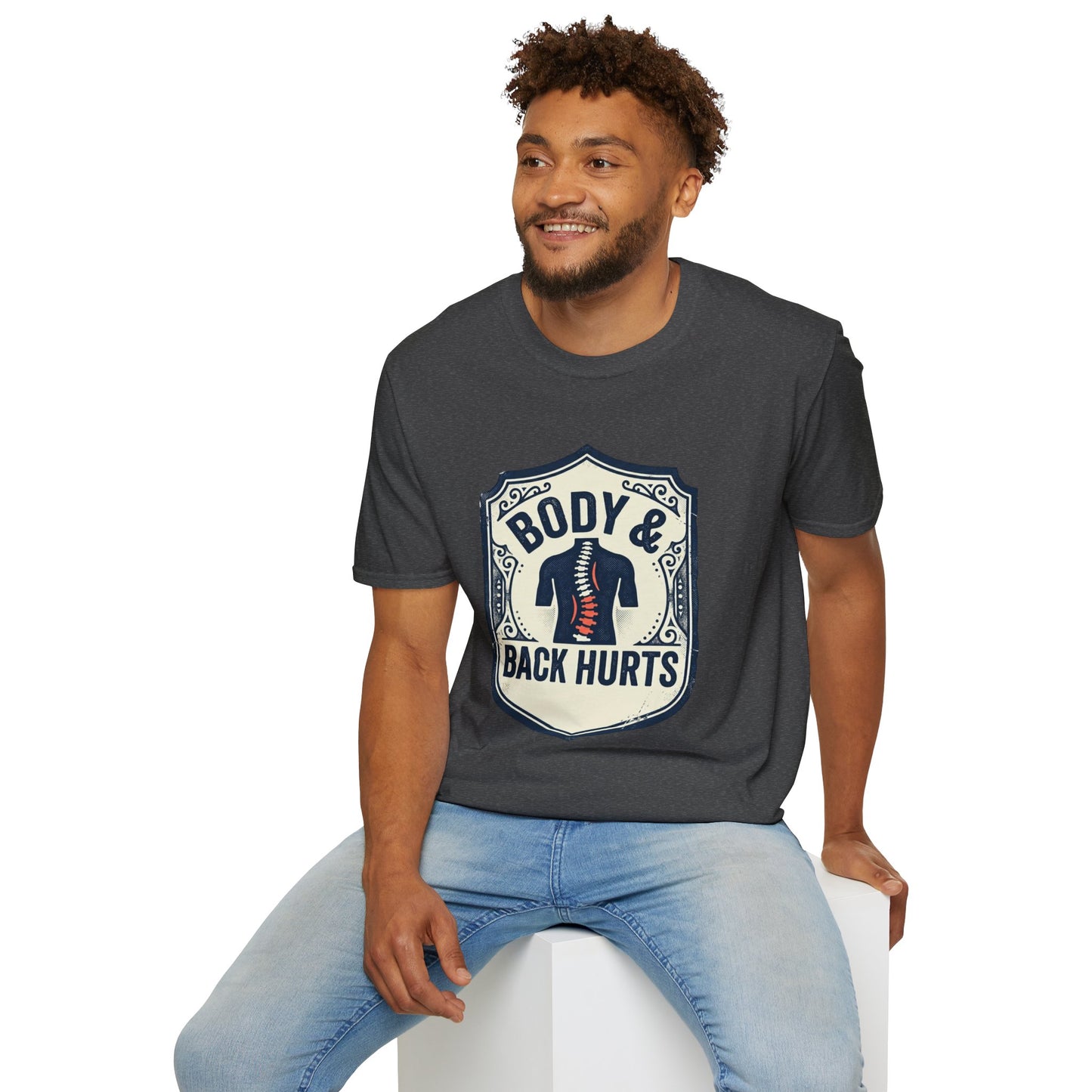 Back Hurts T-Shirt — Body & Back Hurts Graphic Tee for Spine Pain Relief Awareness