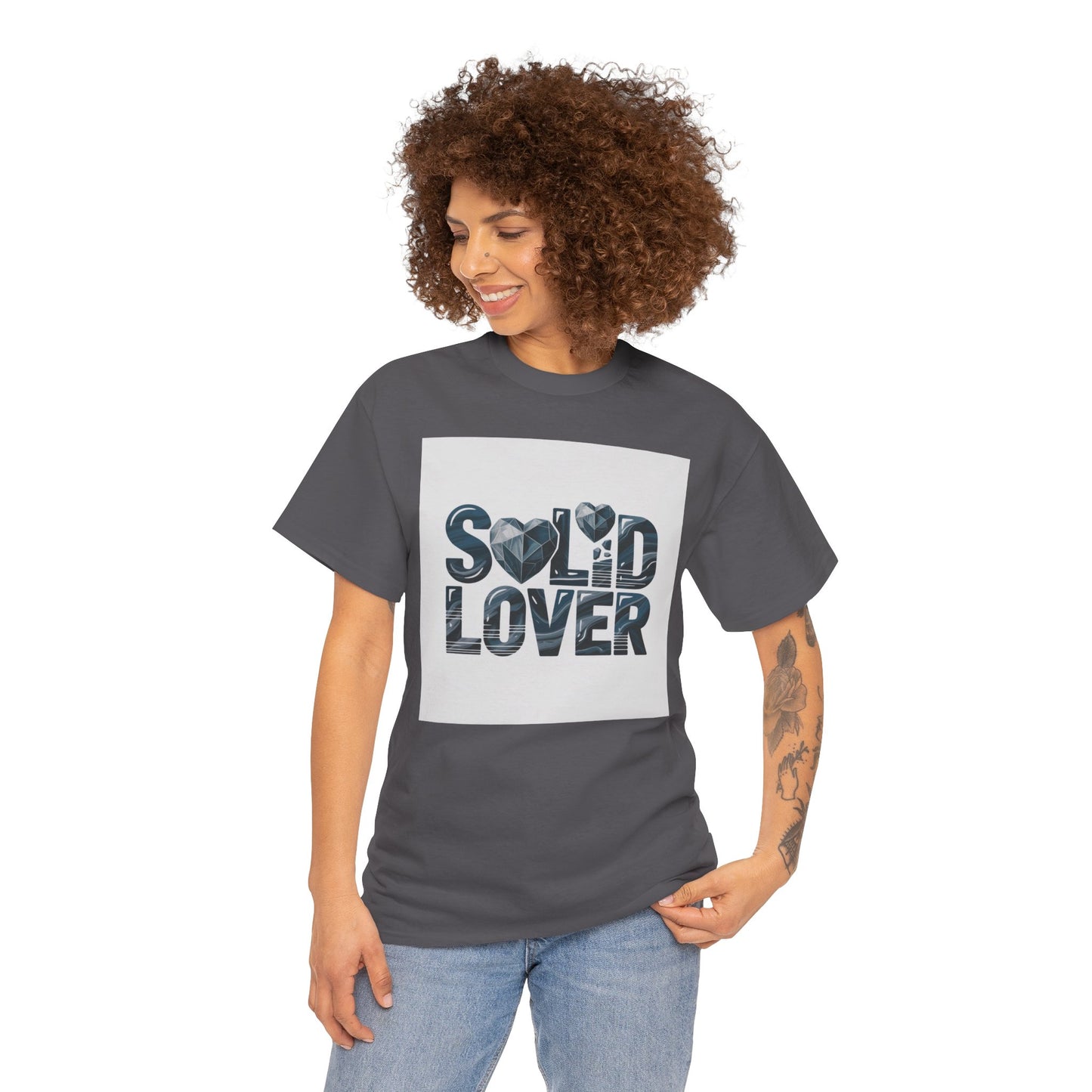 Solid Lover T‑Shirt — Bold Heart Typography Tee for Couples & Romance