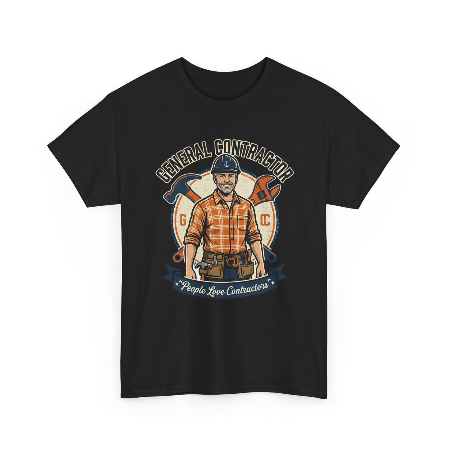 General Contractor T-Shirt — Vintage Construction Worker Logo Tee Printify