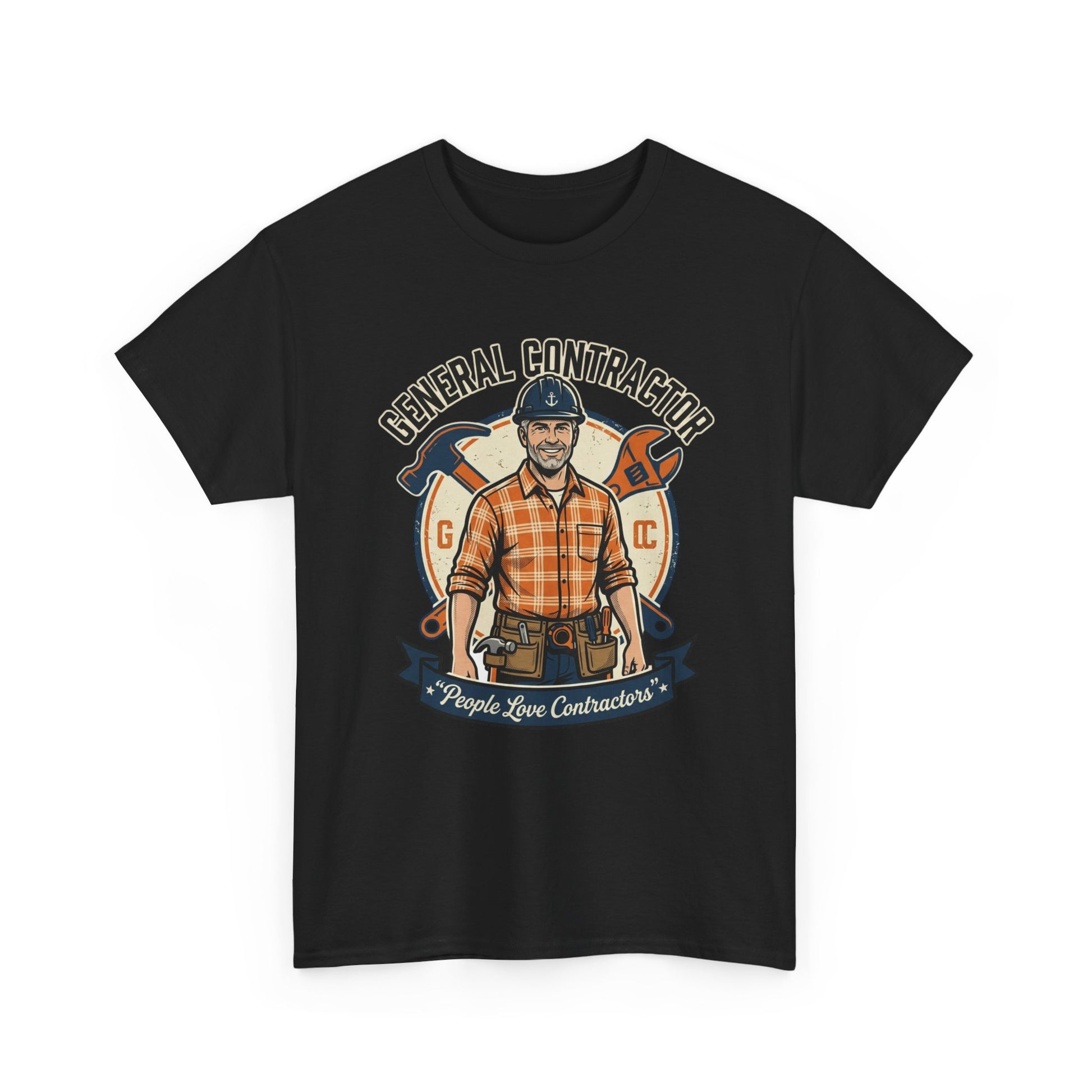 General Contractor T-Shirt — Vintage Construction Worker Logo Tee Printify