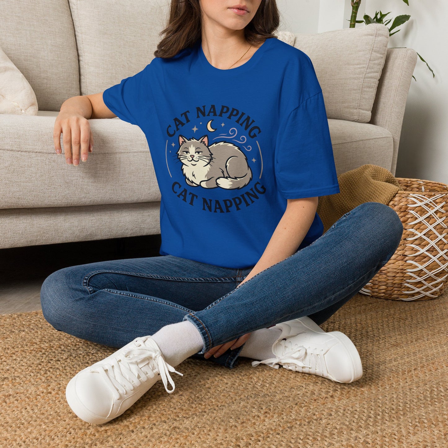 Cat Napping T-Shirt — Cute Sleeping Cat Graphic Tee for Cat Lovers