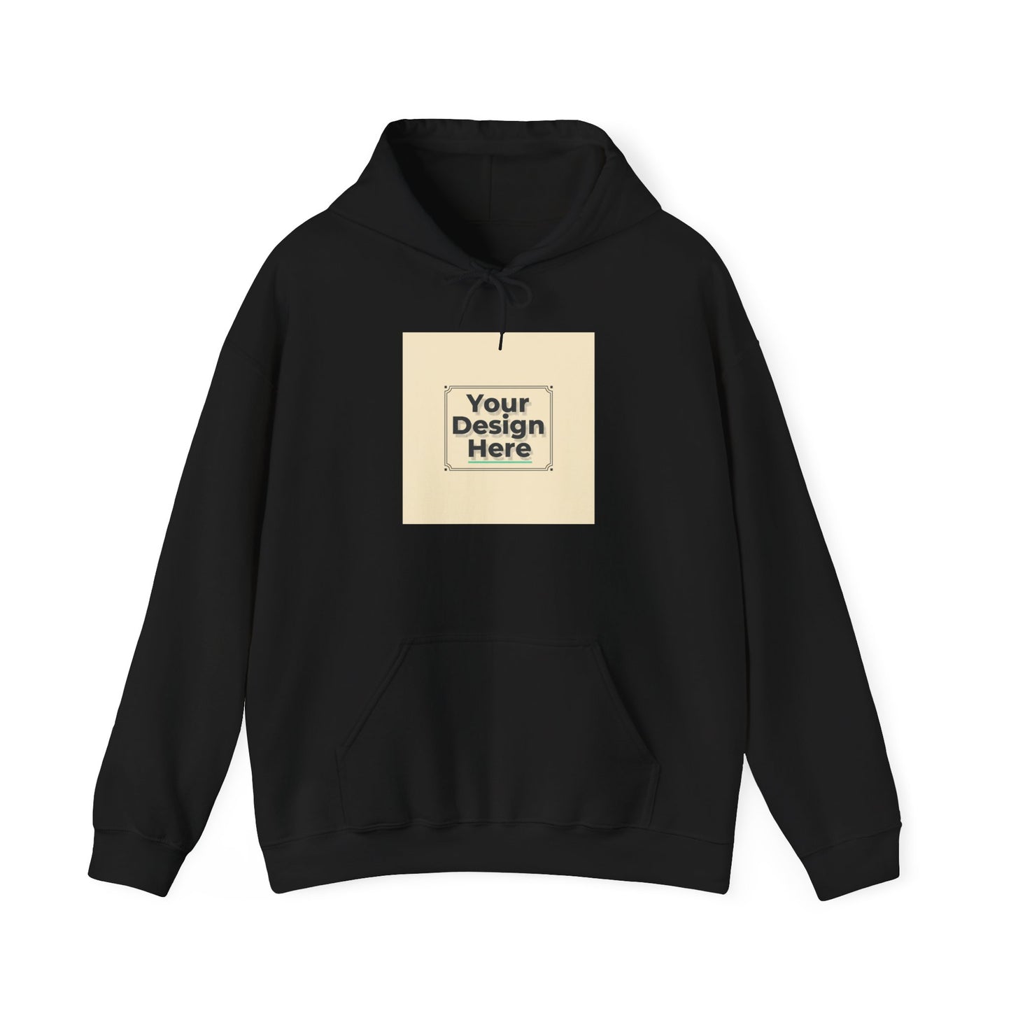 Custom Classic White Hoodie with Centered Square Design Mockup Printify