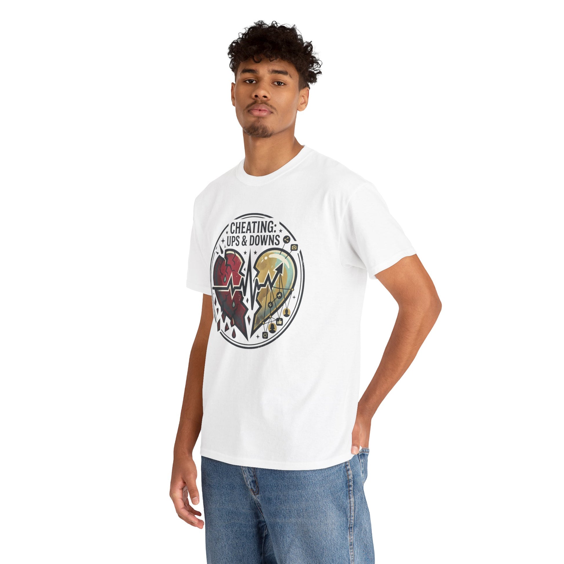 Cheating: Ups & Downs Broken Heart Graphic Tee Printify