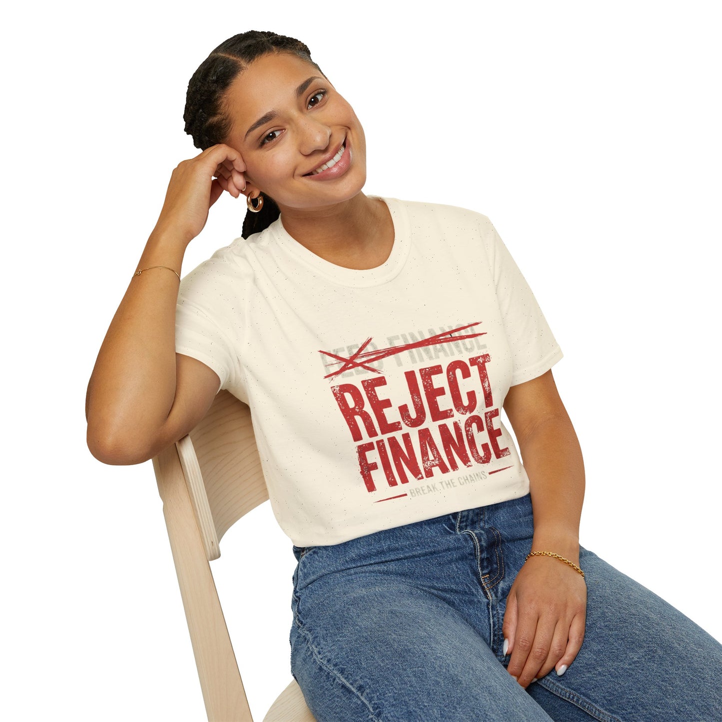 Reject Finance T-Shirt — Bold Red Protest Graphic Tee