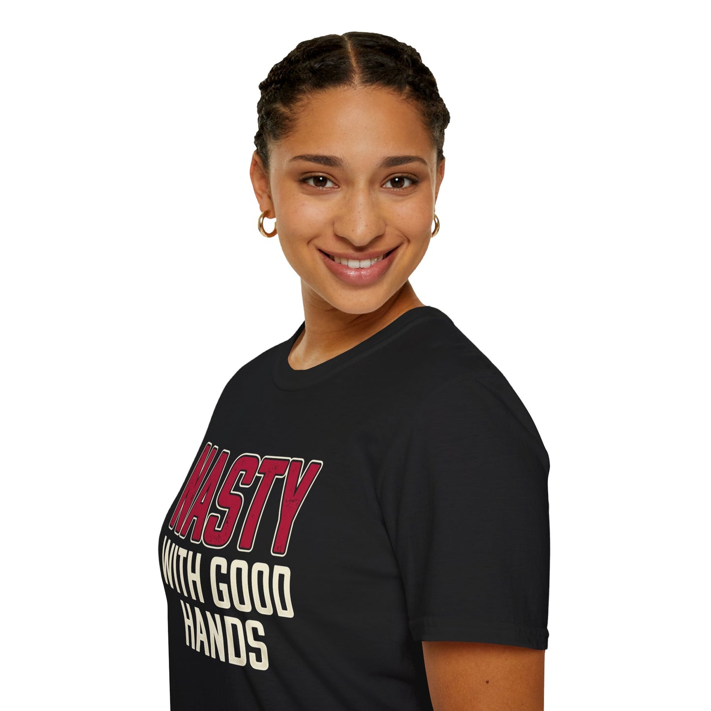 "NASTY With Good Hands" Bold Lettering Graphic Tee