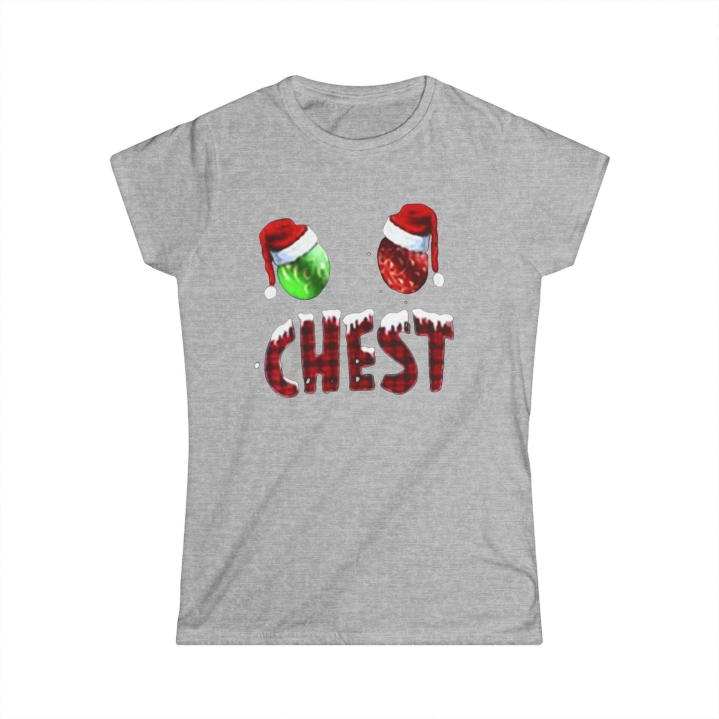 Chest Christmas Tee — Festive Ornaments & Santa Hats Holiday Shirt