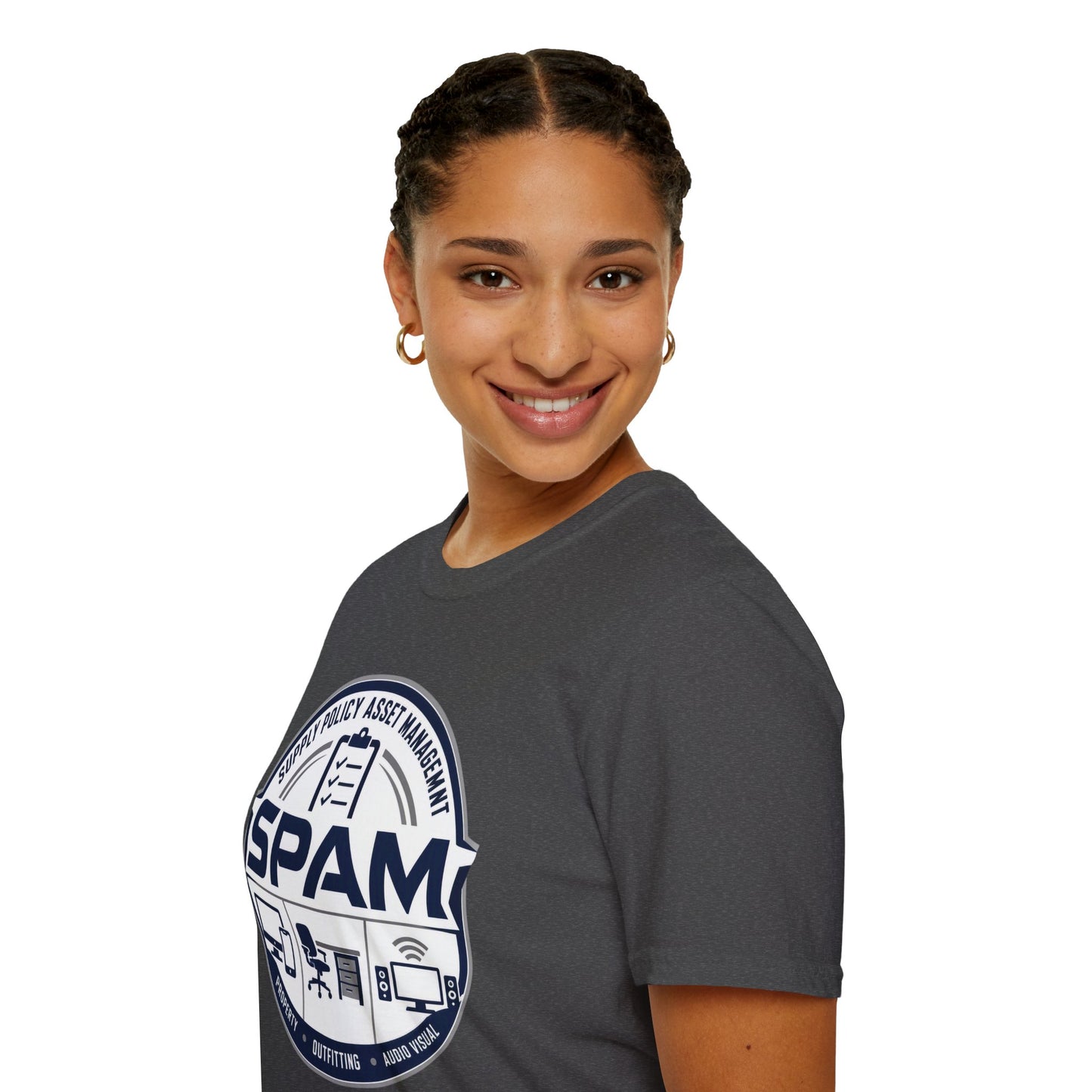 SPAM Supply Policy Asset Management T-Shirt — Logistics/ IT / Admin Graphic Tee