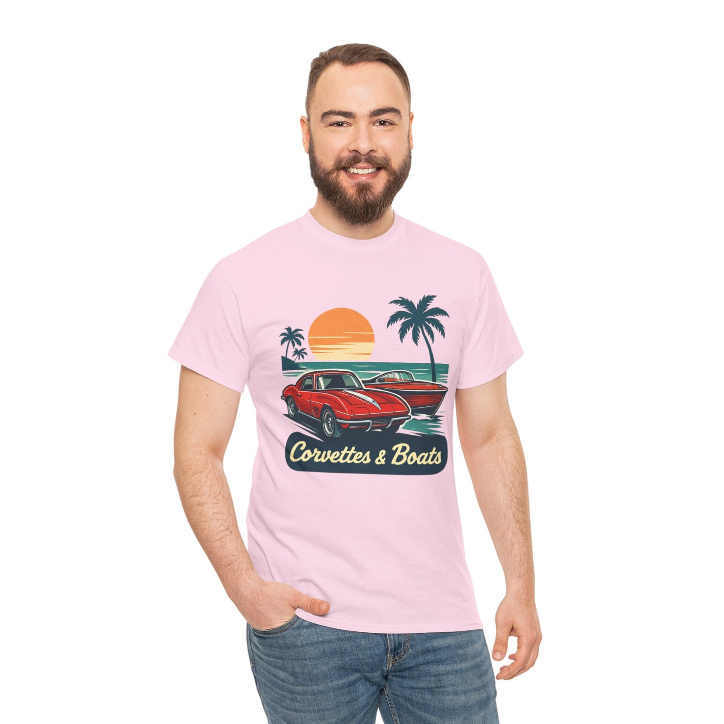 Corvettes & Boats Retro Sunset T‑Shirt