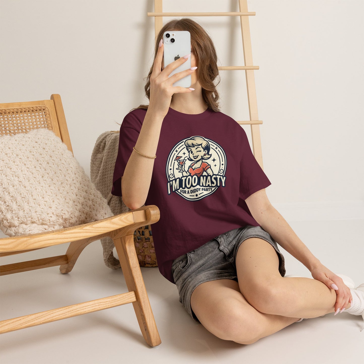 "I'm Too Nasty for a Diddy Party" Retro Cocktail Graphic Tee