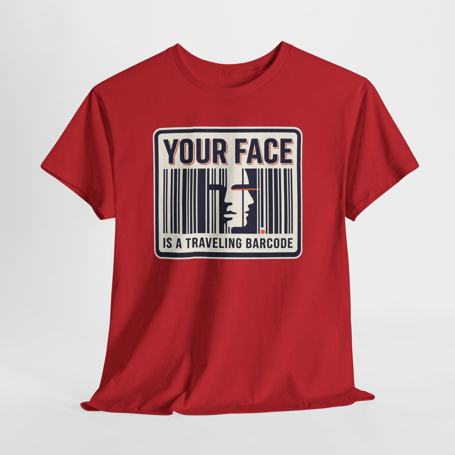 "Your Face Is a Traveling Barcode" Graphic Tee