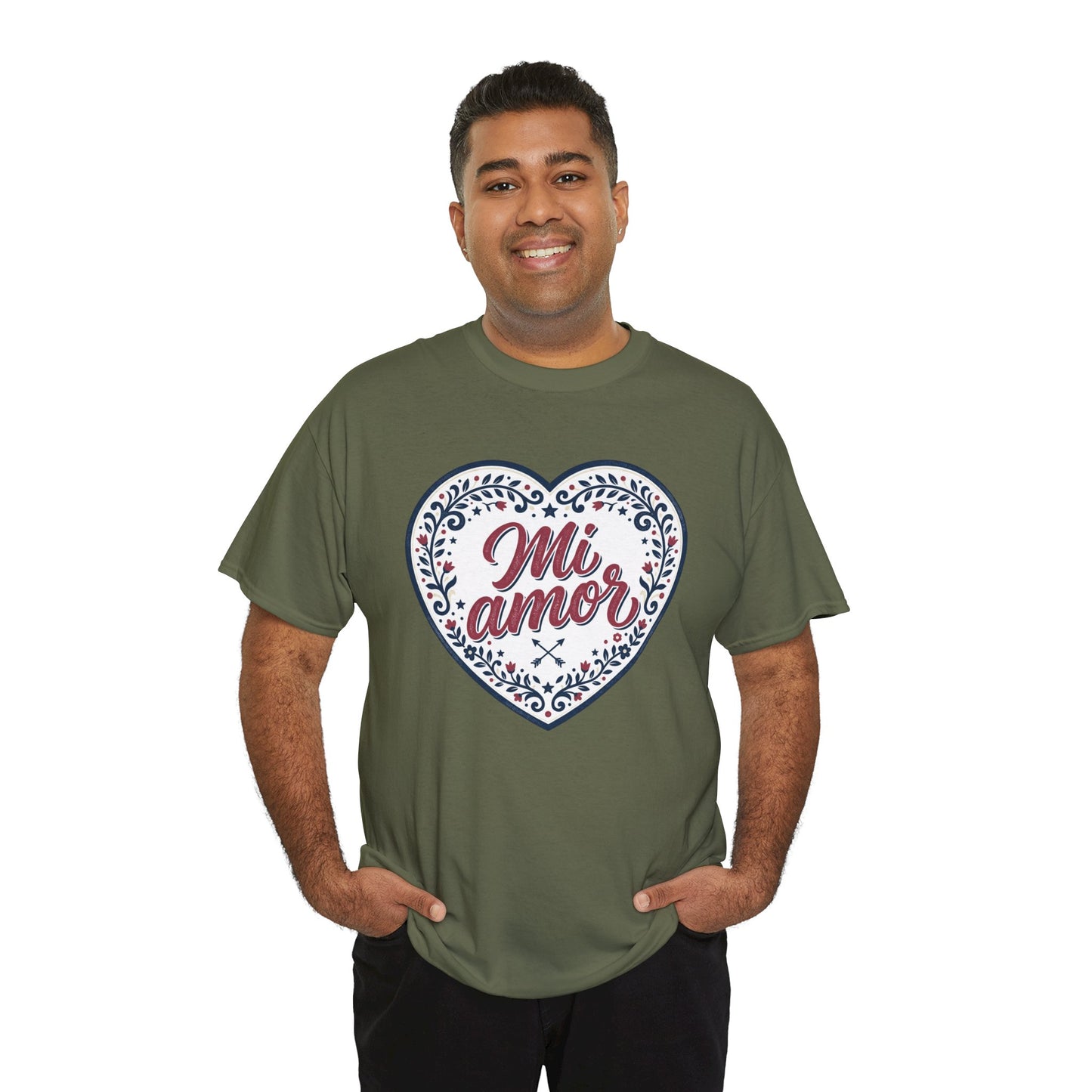 Mi Amor Heart T-Shirt — Romantic Floral Graphic Tee for Valentine’s Day