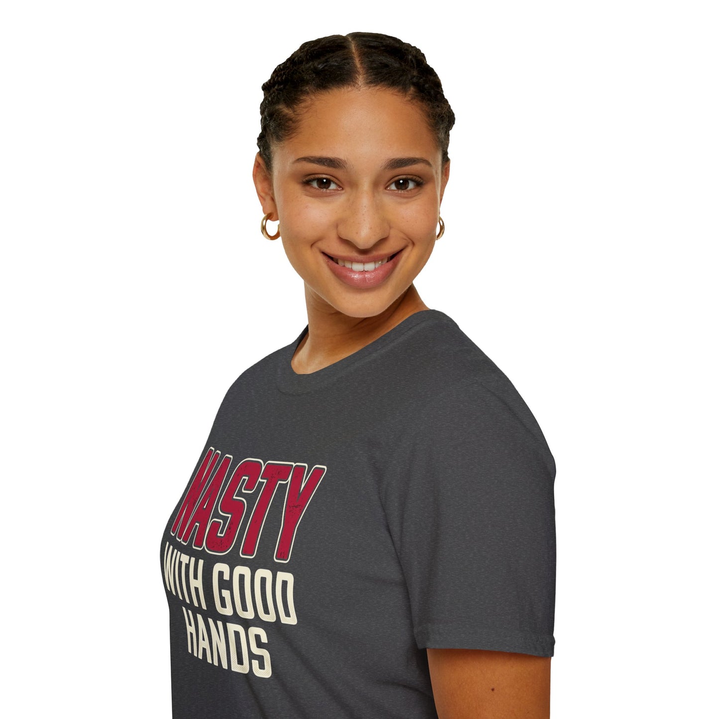 "NASTY With Good Hands" Bold Lettering Graphic Tee