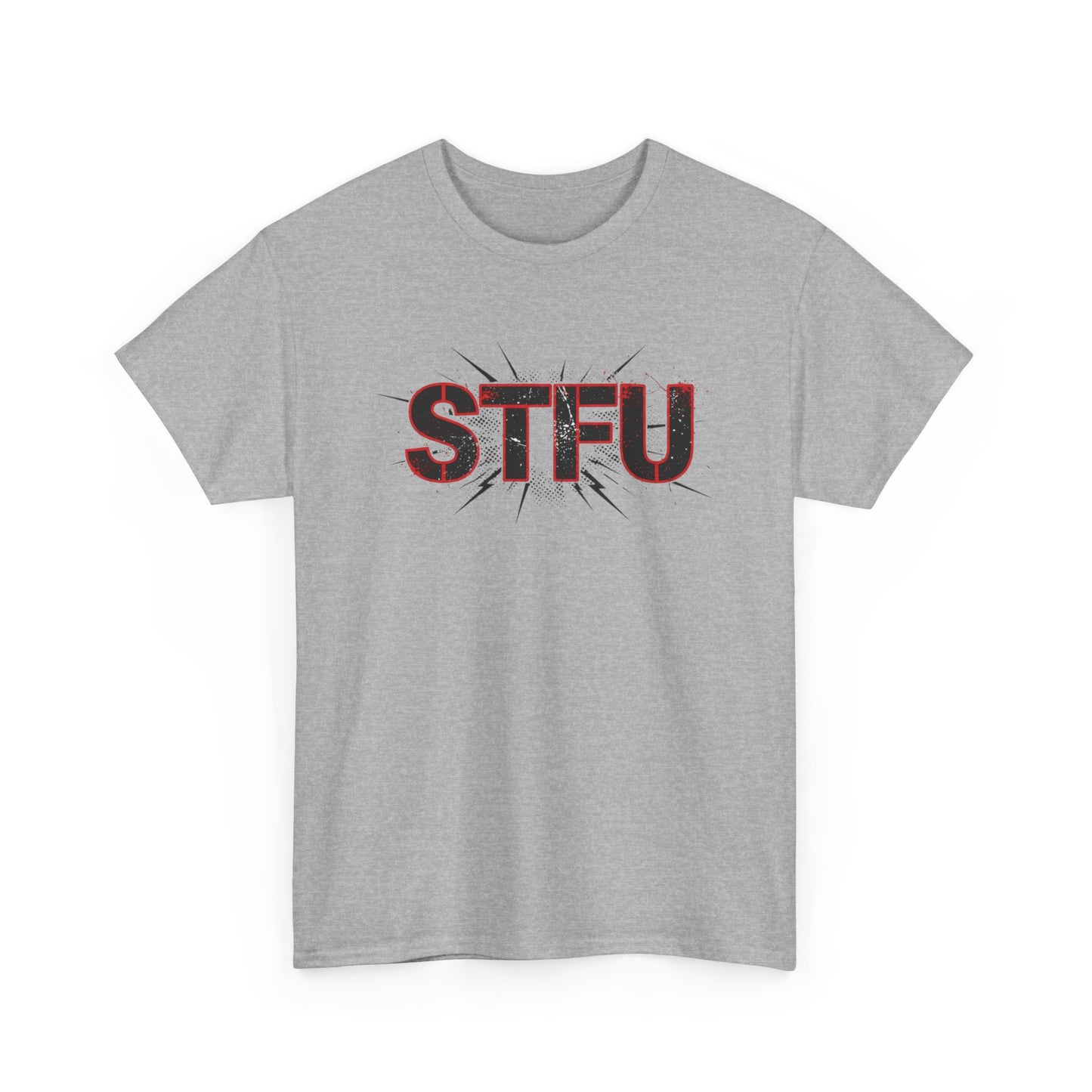 STFU Graphic Tee — Bold Distressed Text Shirt for Statement Style Printify