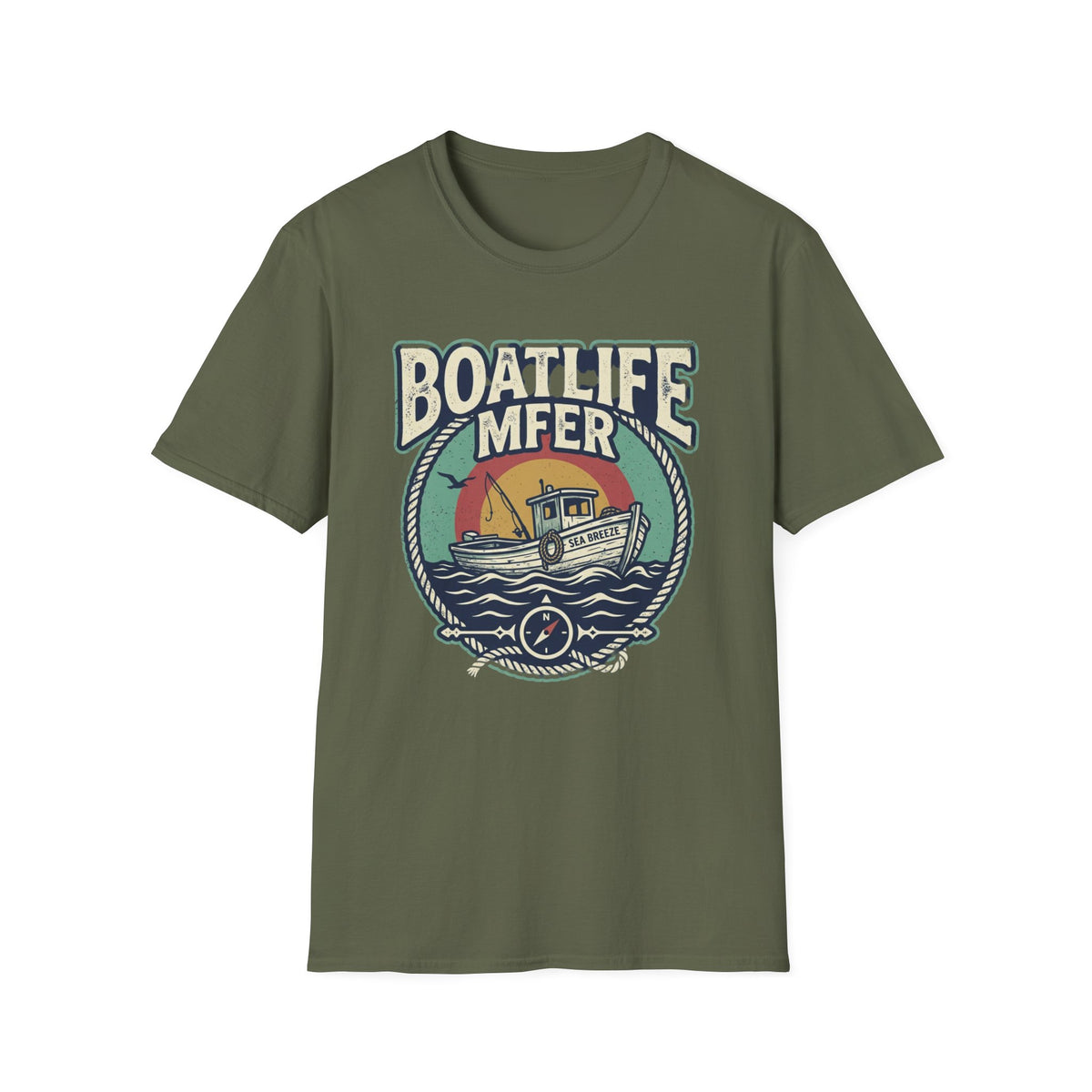 Boat Life T-Shirt – Vintage Fishing Boat Graphic 'Boat Life MFER' Tee