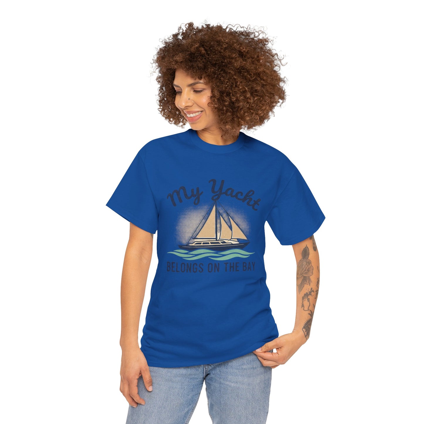 Sailboat Graphic Tee - "My Yacht Belongs on the Bay" Casual Nautical T-Shirt