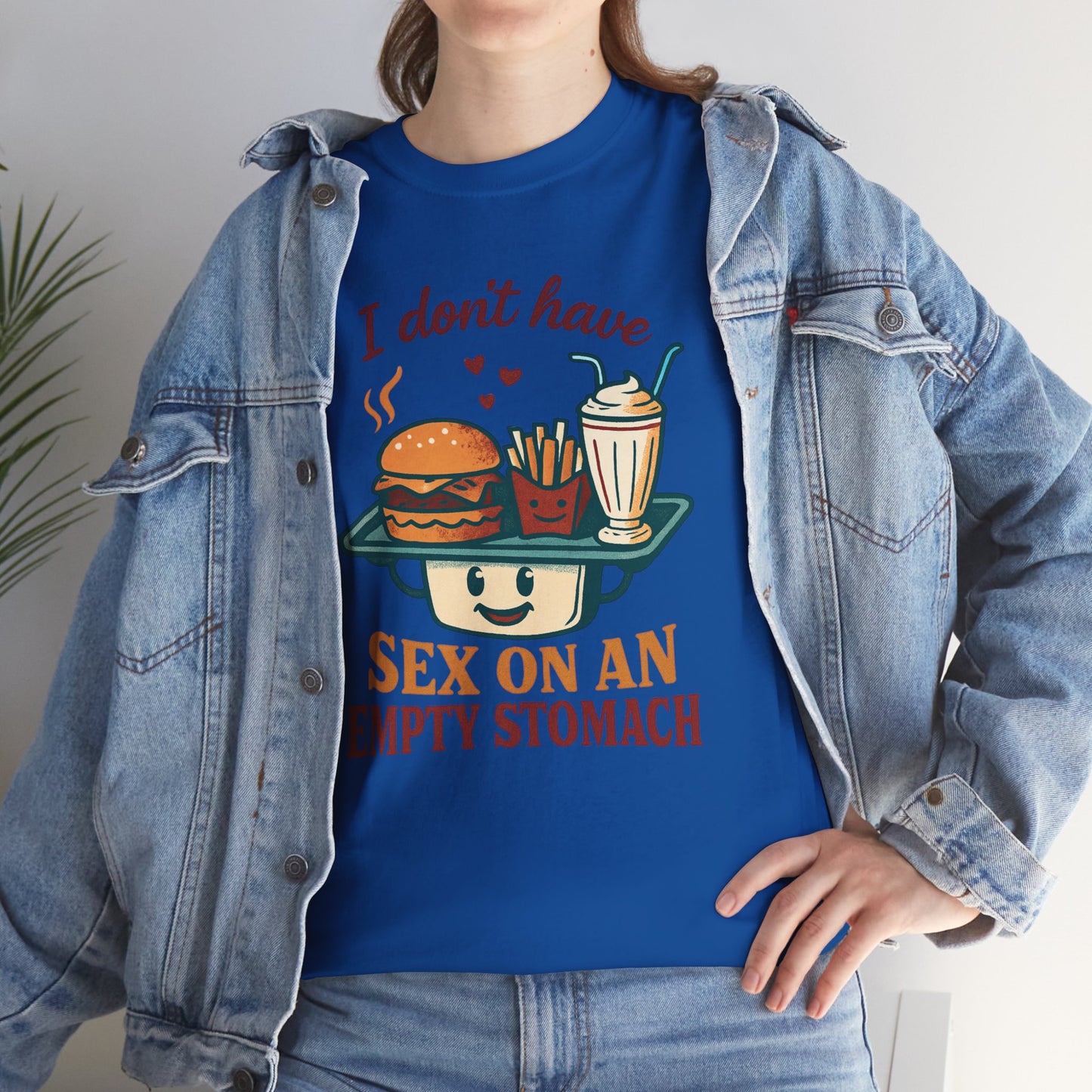 "I Don't Have Sex on an Empty Stomach" Burger & Milkshake Funny T-Shirt
