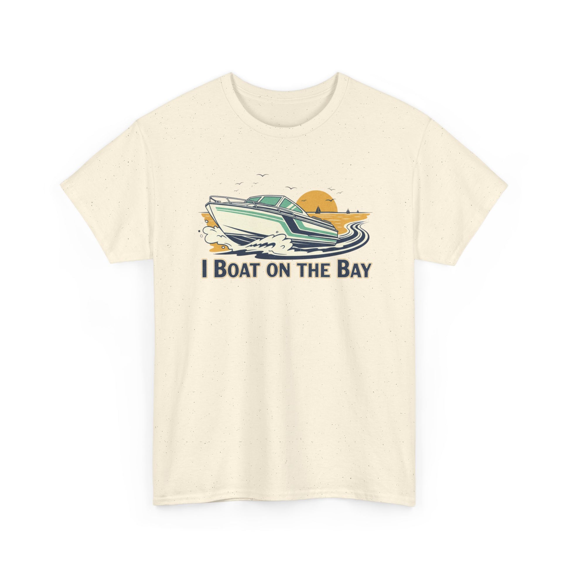 Boat on the Bay T-Shirt — Retro Motorboat Sunset Tee Printify