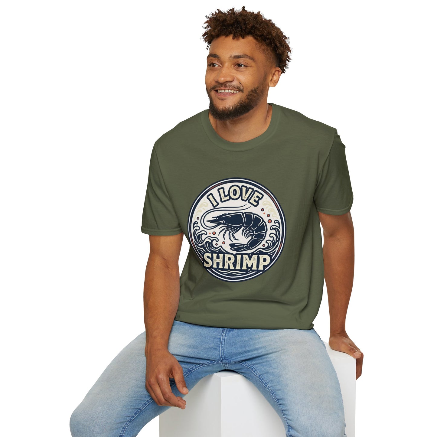 I Love Shrimp T-Shirt — Retro Seafood Crew Tee