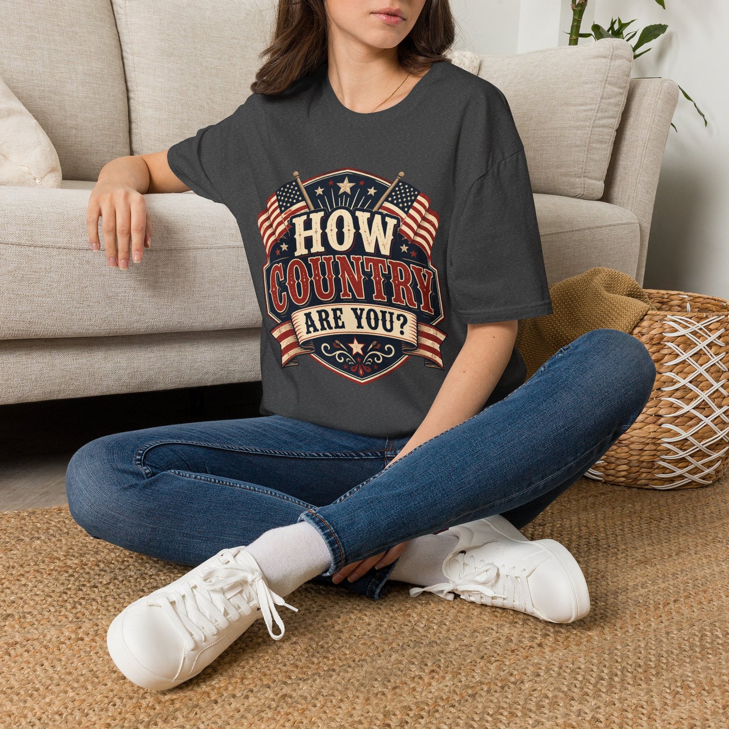 How Country Are You? T-Shirt — Vintage American Flag Country Graphic Tee
