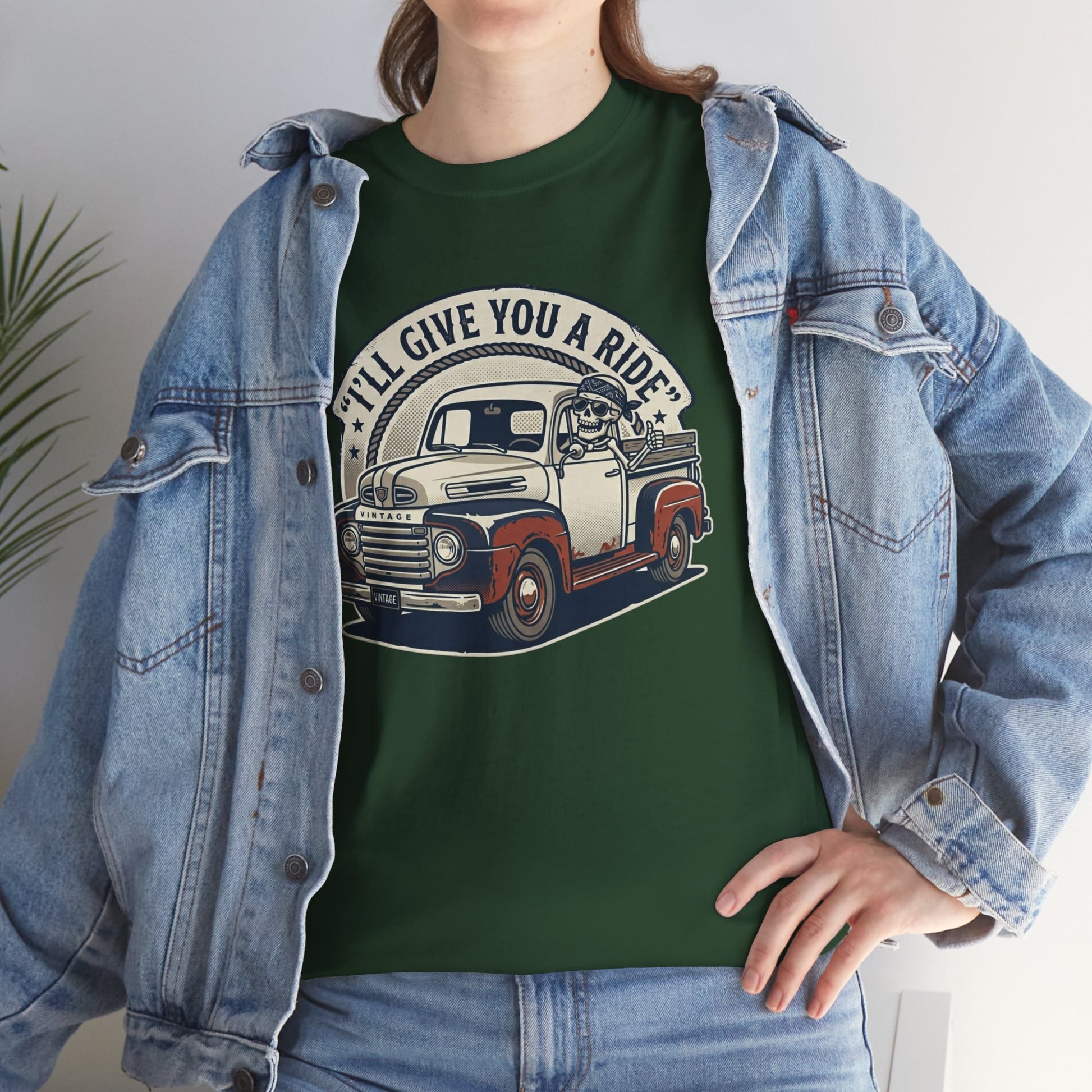 Vintage Pickup Truck T-Shirt — “I’ll Give You a Ride” Classic Retro Tee Printify