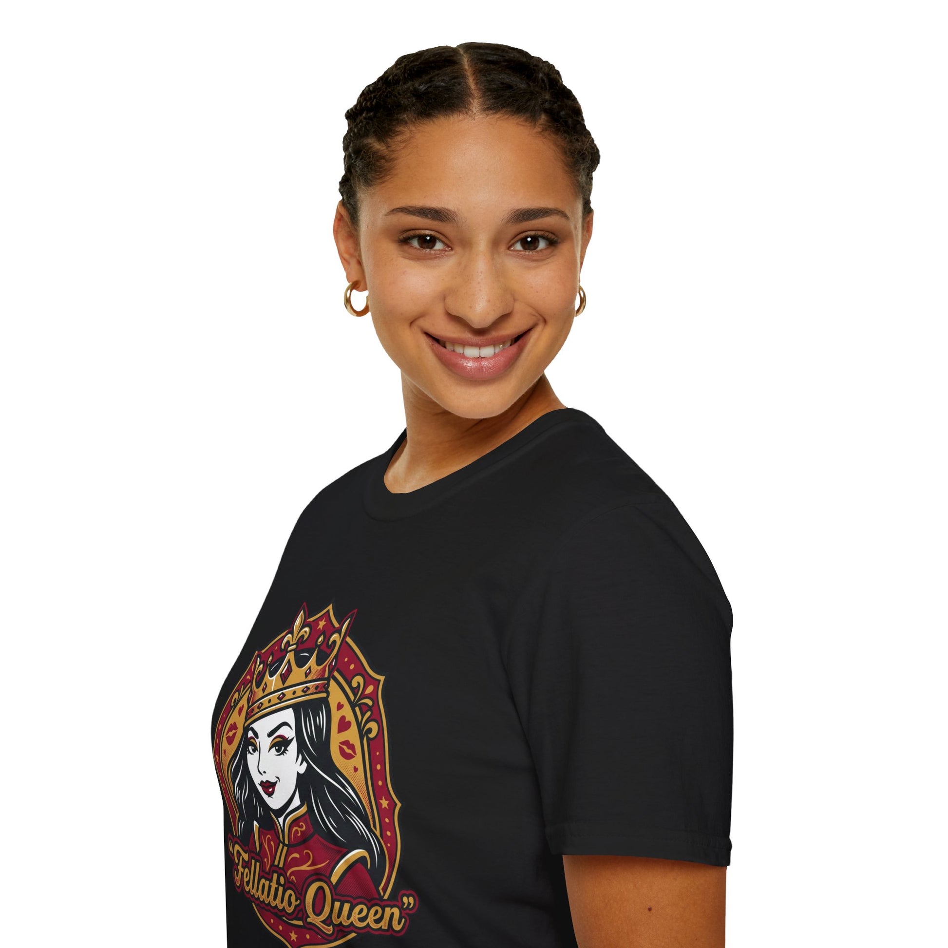 "Fellatio Queen" Retro Pinup Crown Graphic Tee Printify