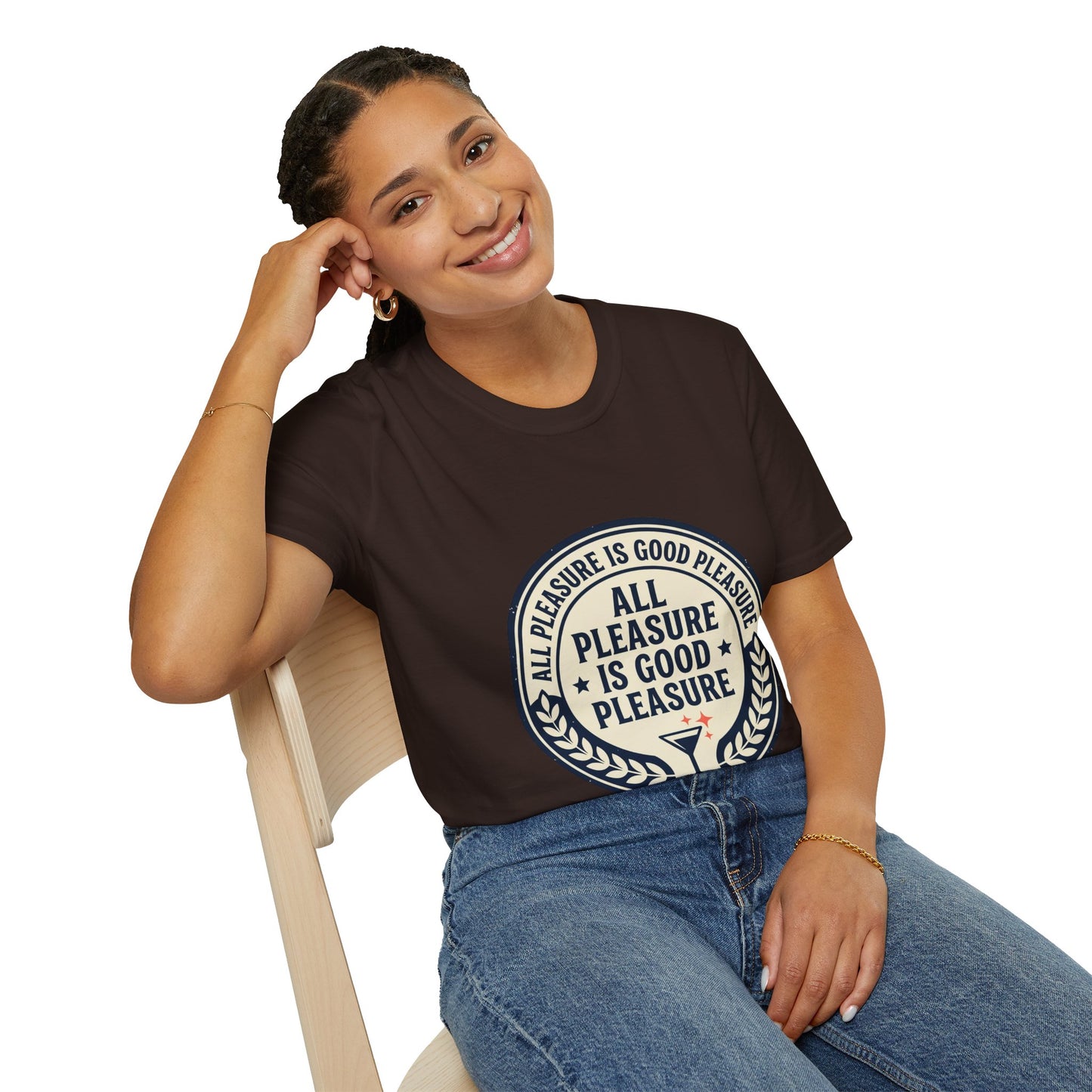 "All Pleasure Is Good Pleasure" Vintage Badge Tee