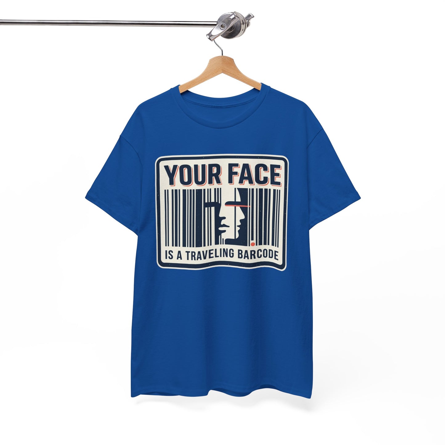 "Your Face Is a Traveling Barcode" Graphic Tee