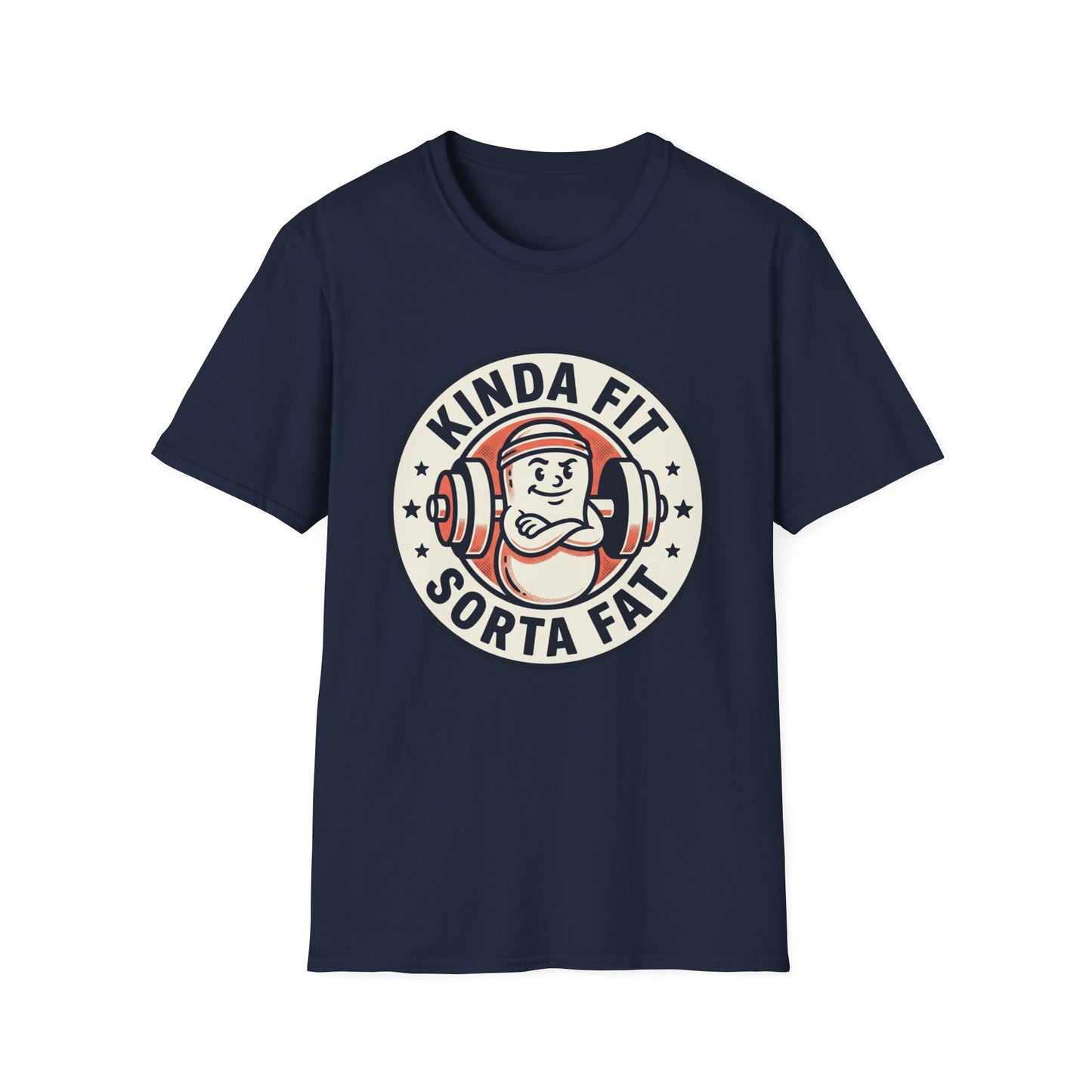 Kinda Fit Sorta Fat Funny Gym T-Shirt — Humorous Weightlifting Tee