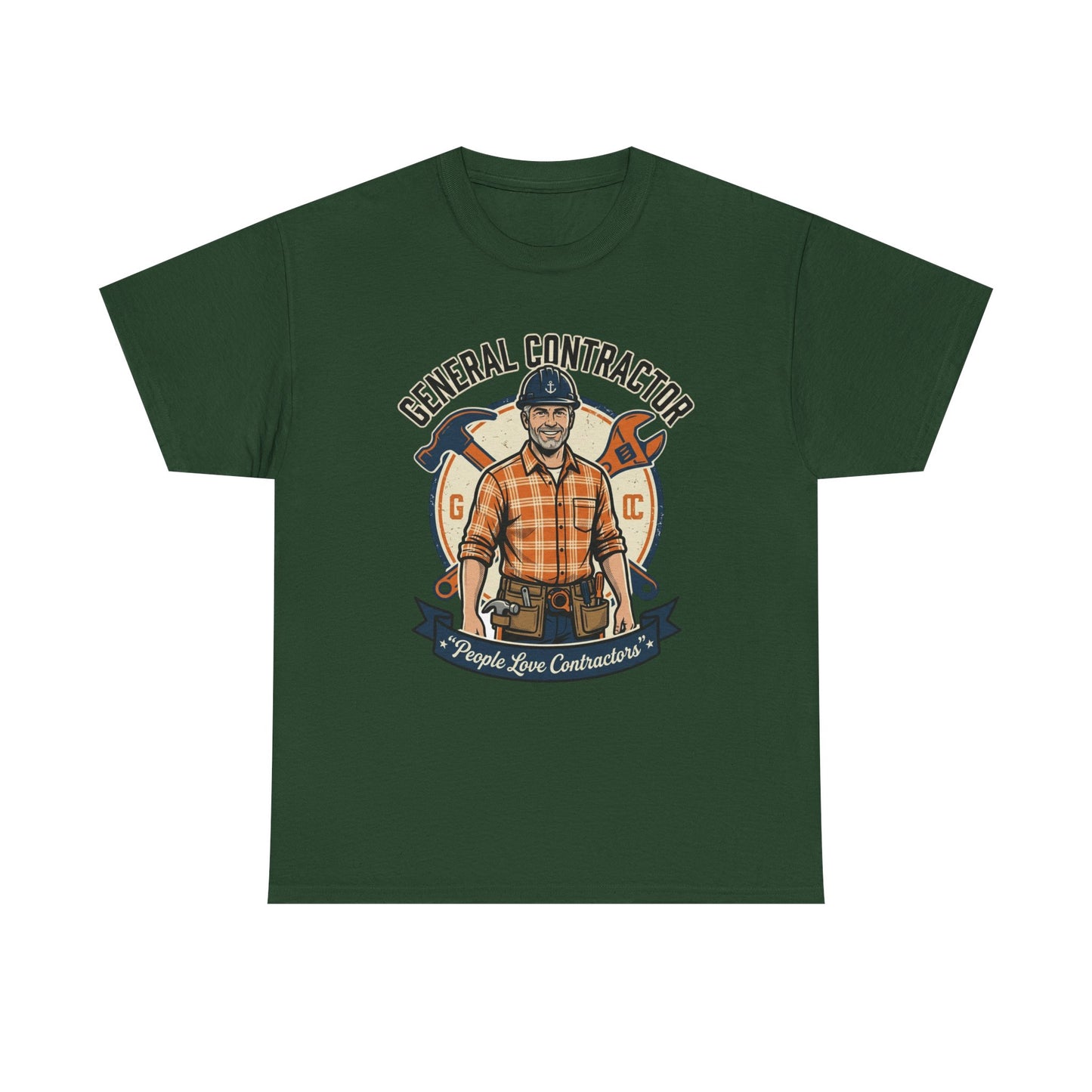 General Contractor T-Shirt — Vintage Construction Worker Logo Tee Printify
